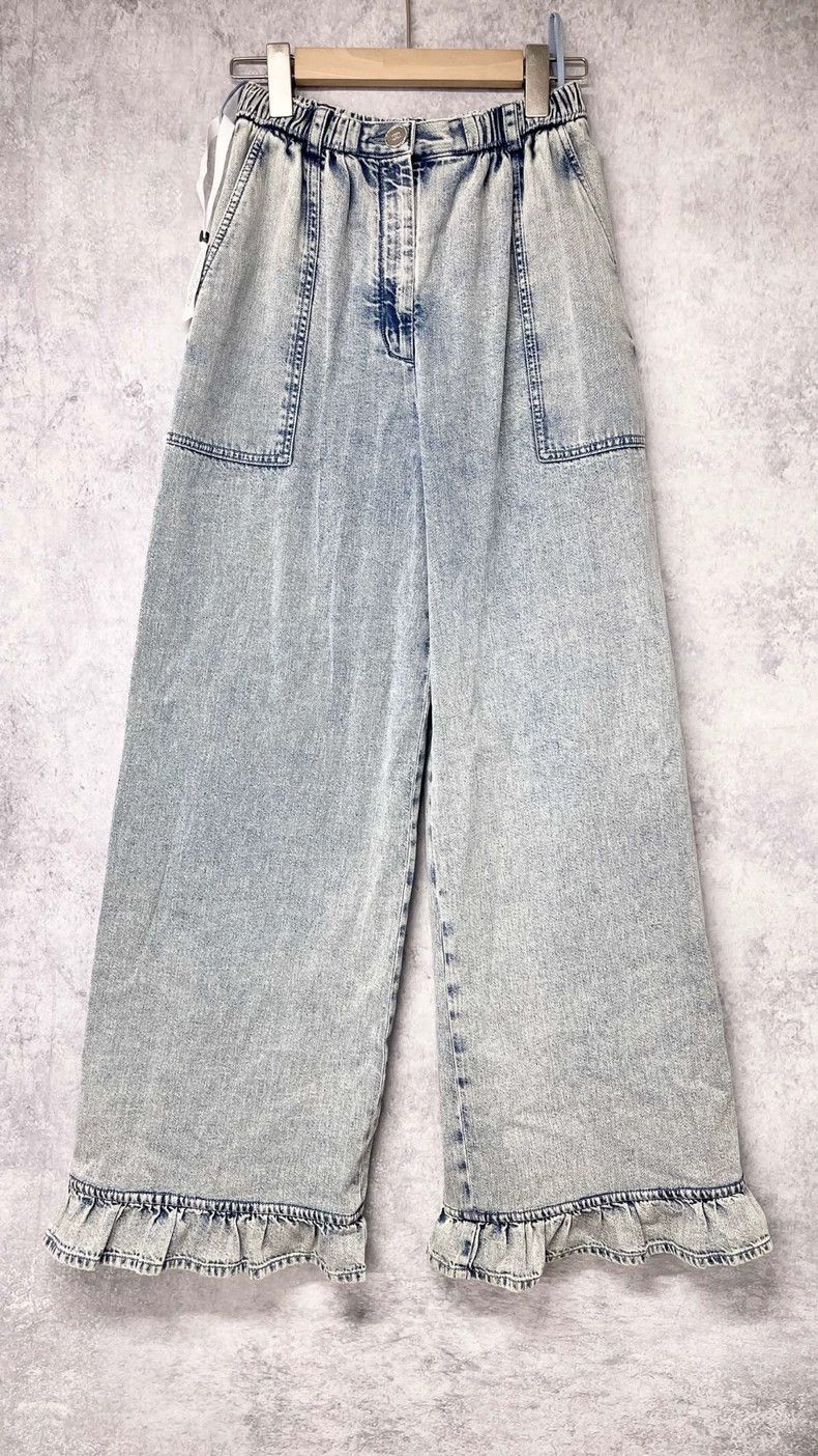 Chanel Chanel Washed blue lace wide-leg jeans Size 42" / US 20 - 1 Thumbnail