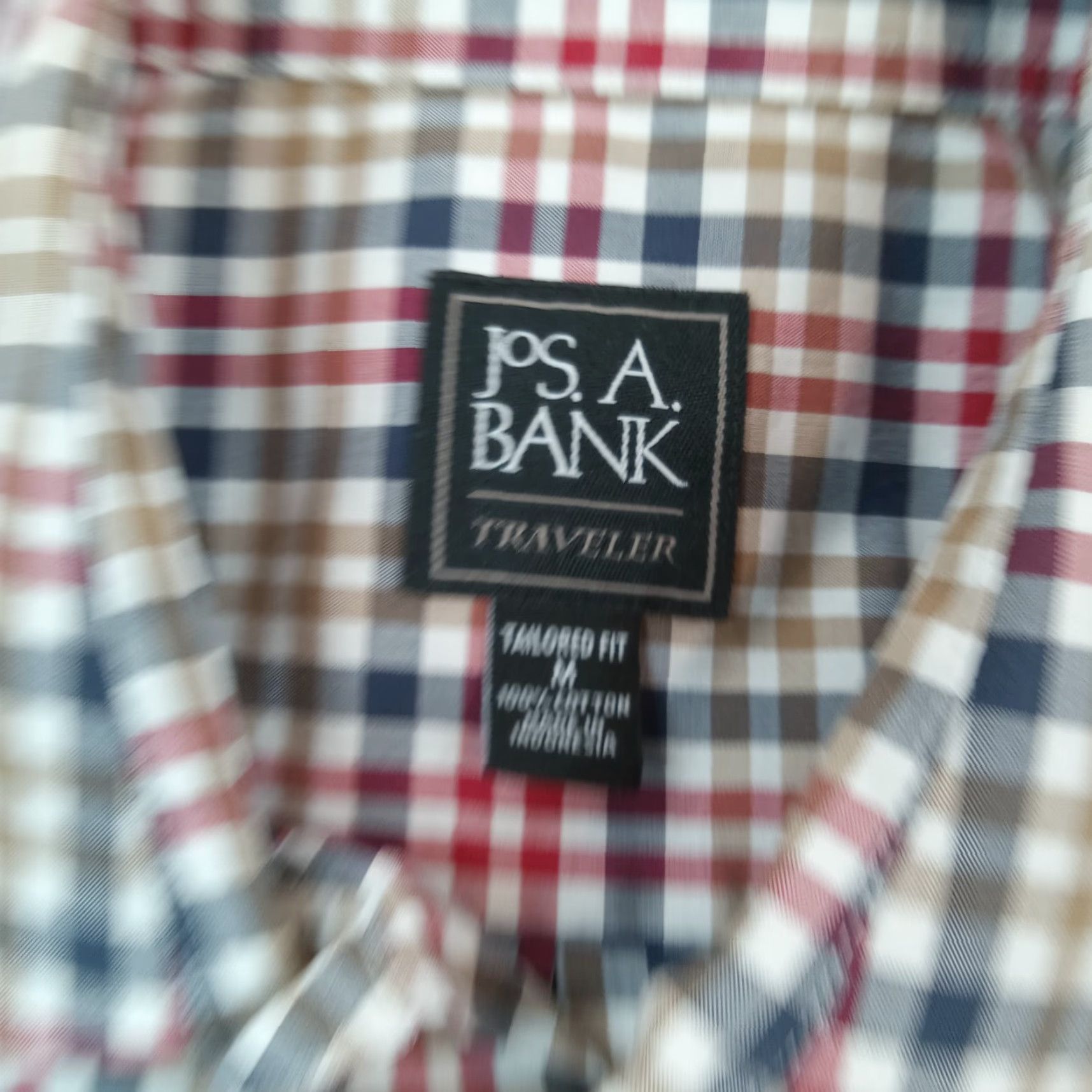 Jos. A. Bank Jos A Bank Shirt Mens Medium White Red Blue Plaid Button Up Traveler Tailored Size US M / EU 48-50 / 2 - 5 Thumbnail
