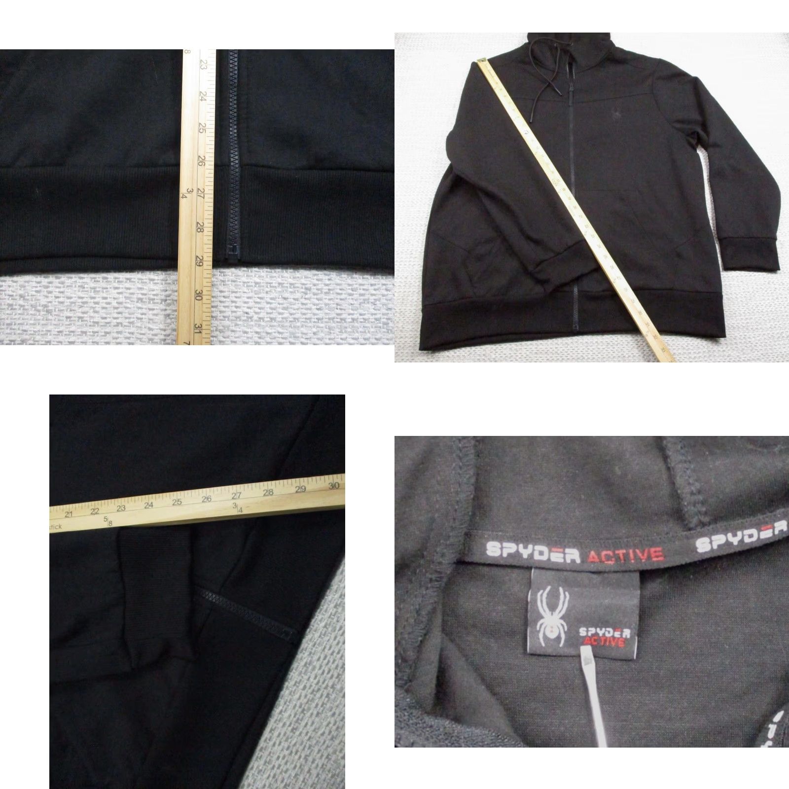 Spyder Spyder Active Hoodie Mens XL Black Full Zip Sweatshirt Jacket Logo Athletic Size US XL / EU 56 / 4 - 9 Thumbnail