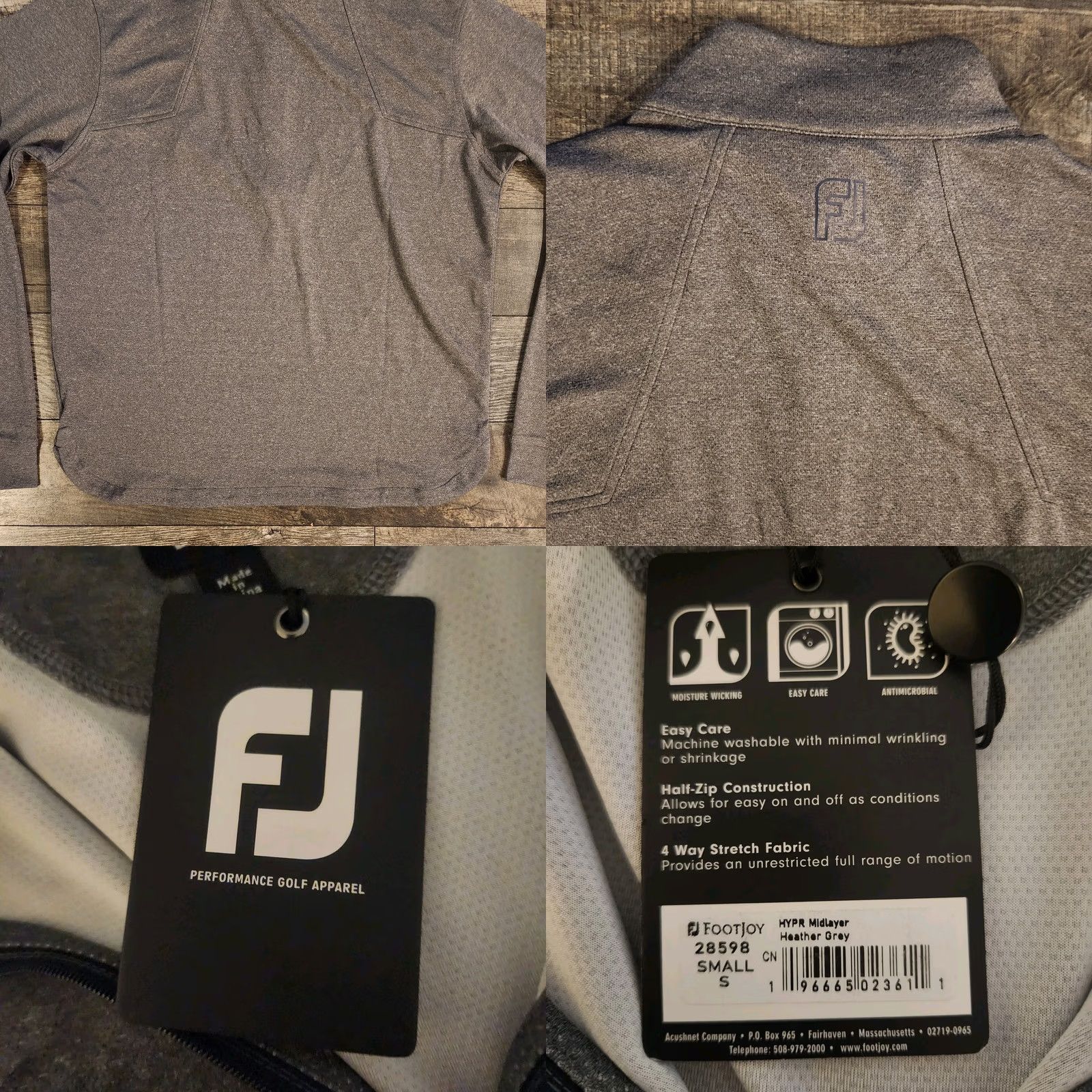 Footjoy FootJoy FJ 1/4 Zip Hypr Mid Layer NBC Sports Mens Small Golf Performance Gray Shirt Size US M / EU 48-50 / 2 - 8 Thumbnail