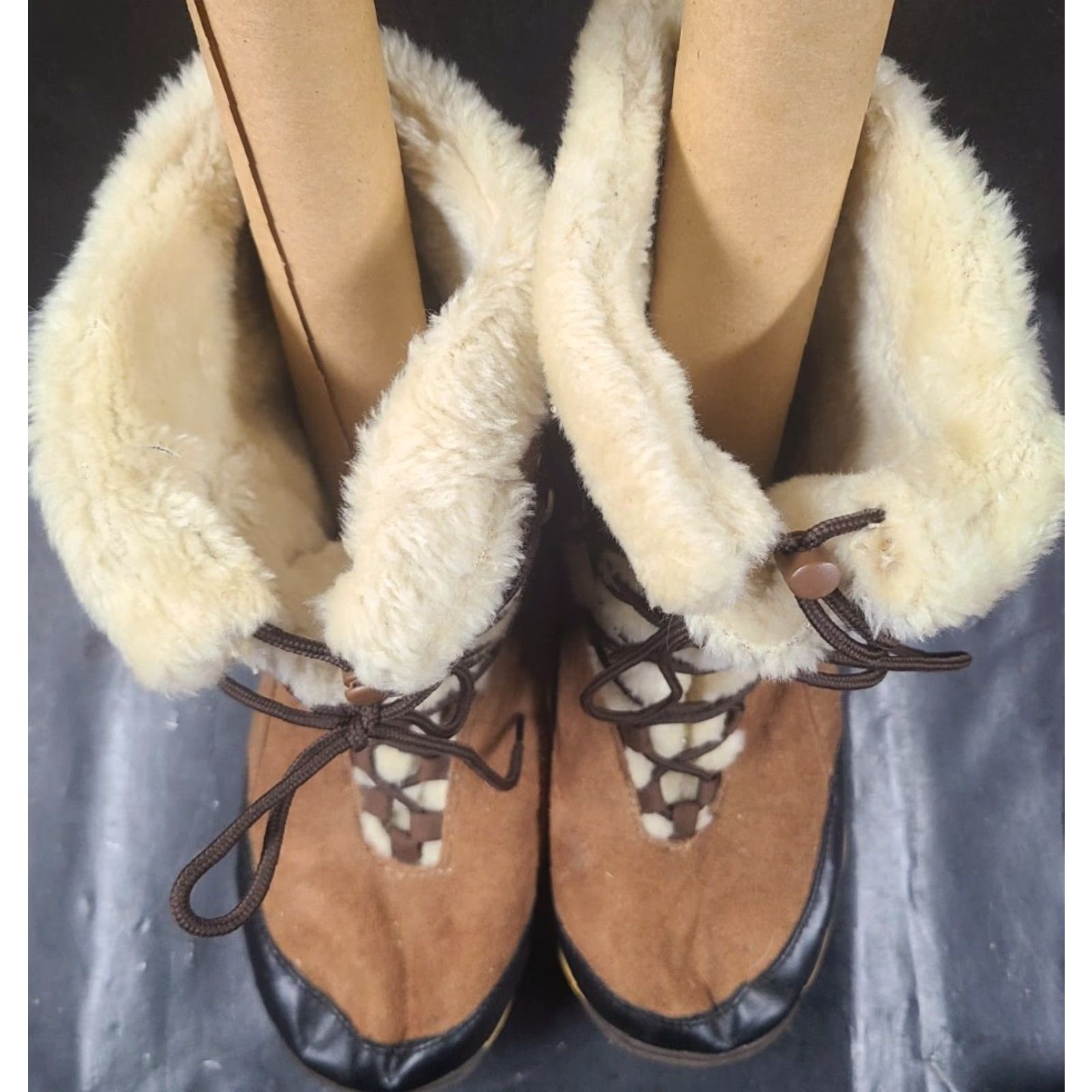 Vintage ITASCA Boot Womens Size 11 Brown Faux Fur Lace Up Mid Calf Winter Snow Boot Mens? Women Size US 11 / IT 41 - 3 Thumbnail