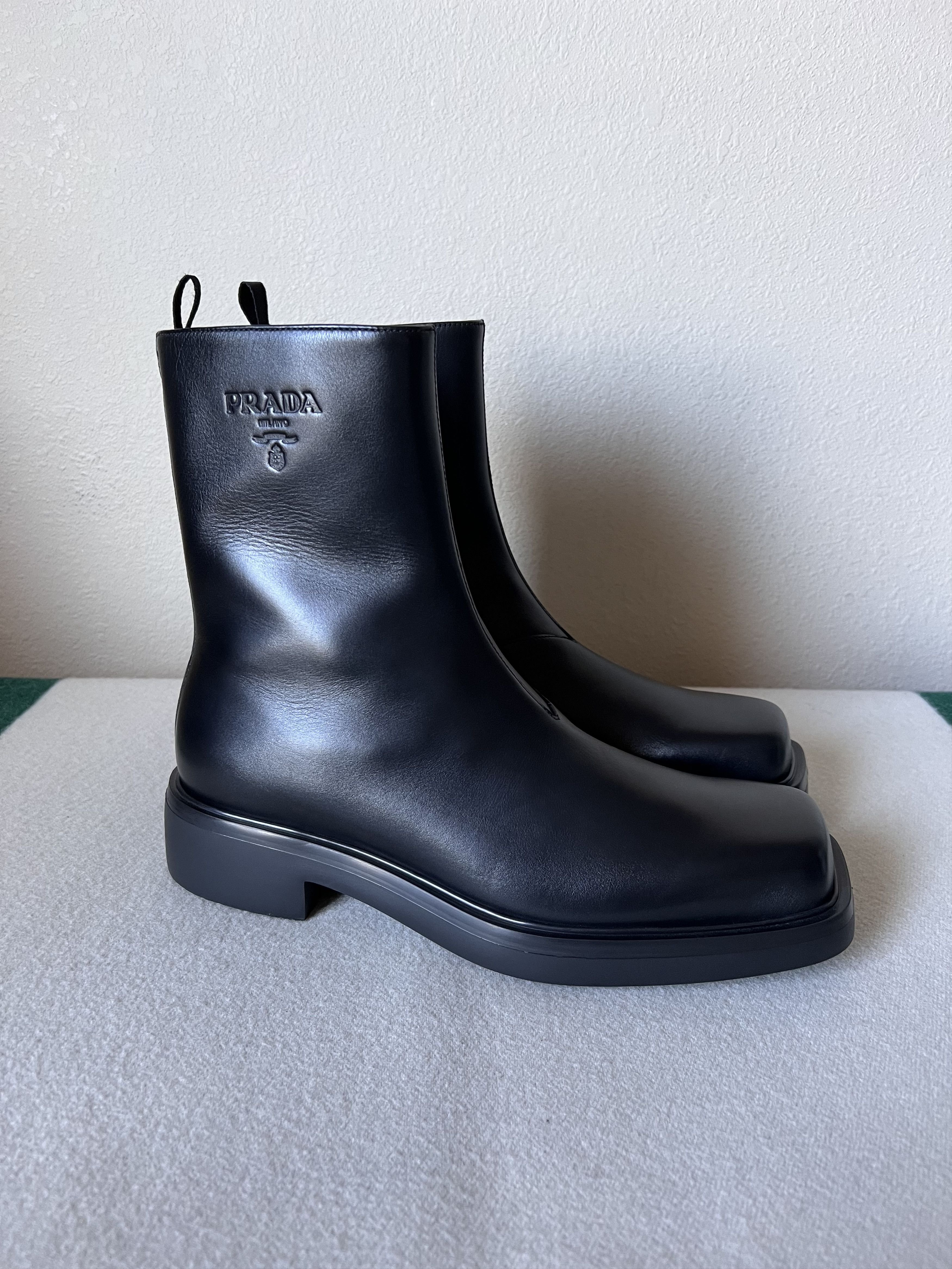 Prada Prada Archive Square Toe Leather Chelsea High Boots Vintage