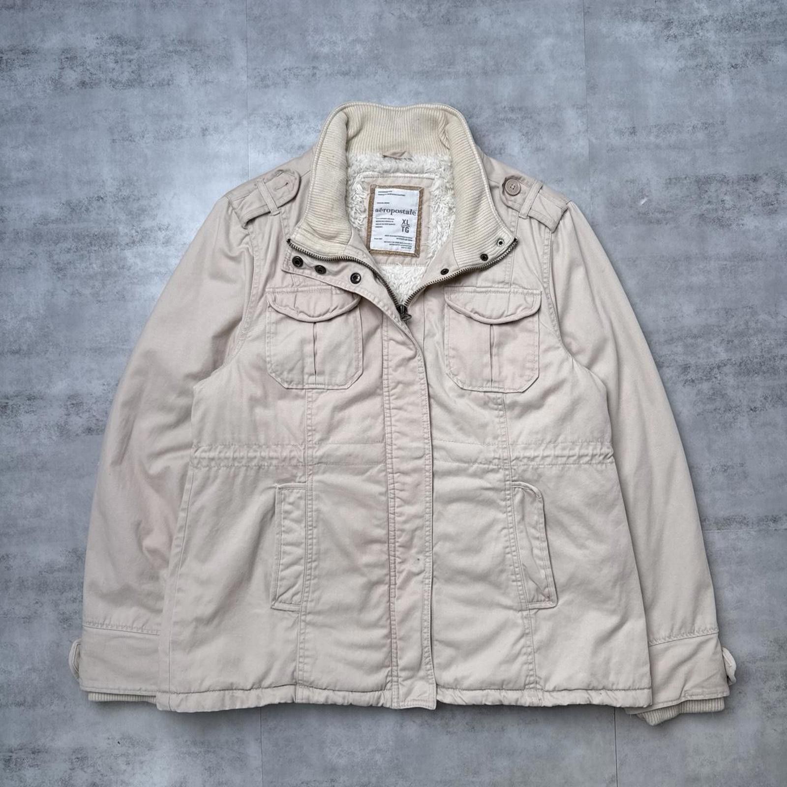 Aeropostale Y2K Aeropostale Beige 00s Lined Zip Up Utility Jacket Size US XL / EU 56 / 4 - 1 Thumbnail