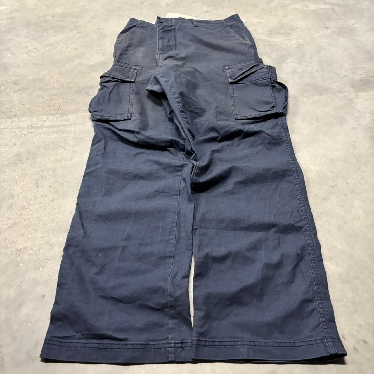 Japanese Brand × Vintage Crazy Vintage Y2K/2000s Navy Blue Streetwear Skater Cargo Pants! Size US 38 / EU 54 - 3 Thumbnail