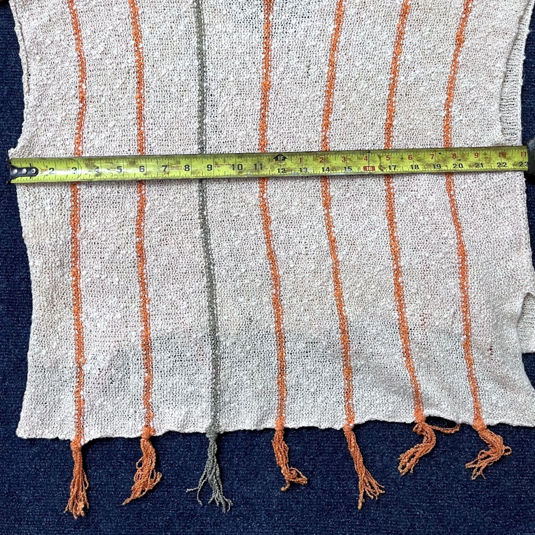 Vintage Fate Vest Sweater Womens Large Beige Orange Stripe Fringe Poncho Knit Boho Tassel Lace Tassel Size L / US 10 / IT 46 - 5 Thumbnail