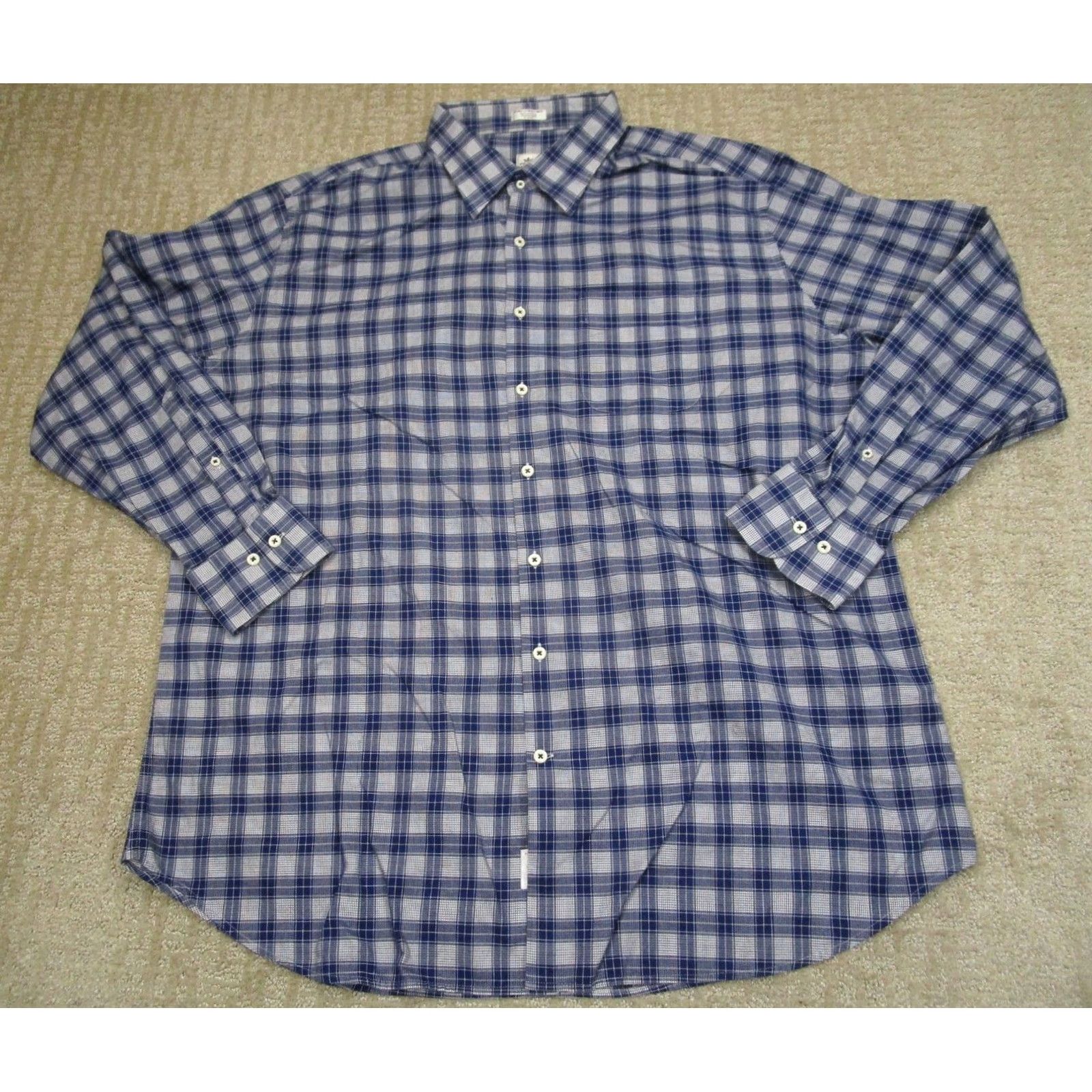 Peter Millar Peter Millar Shirt Men 2XL Blue Plaid Long Sleeve Button-Up Cotton Size US XXL / EU 58 / 5 - 2 Thumbnail