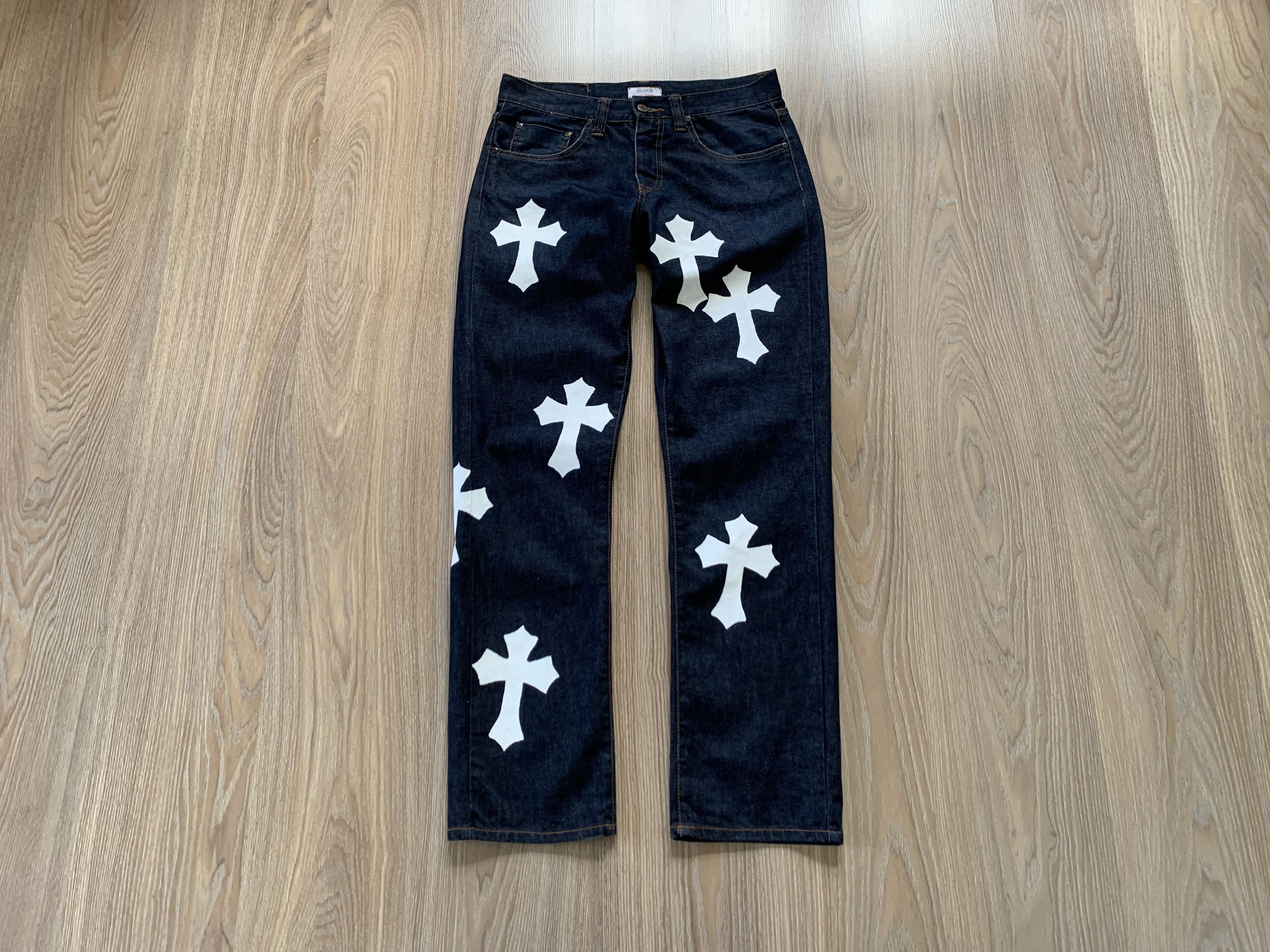 Designer Vintage Cell Dvsn Dino Heritage Cross Printed Jeans Size US 28 / EU 44 - 1 Thumbnail