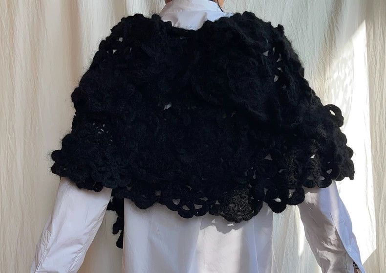 Comme des Garcons Comme des Garcons Black wool knitted crochet lace scarf sh Size ONE SIZE - 2 Thumbnail