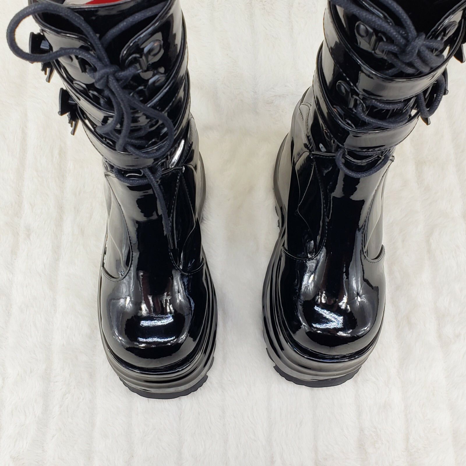 Demonia Cult DEMONIA Wave 150 Bat Wing 6" Platform Goth Mid Calf Boots Bl Size US 9 / IT 39 - 8 Thumbnail