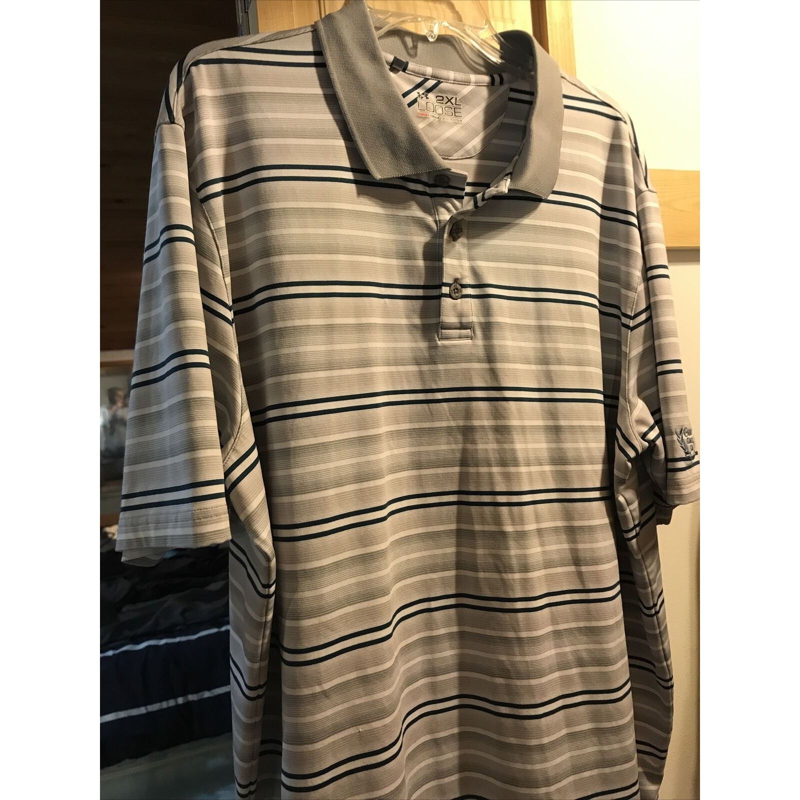 Under Armour Under Armour Heat Gear Mens XXL Striped Polyester Polo Shirt Size US XXL / EU 58 / 5 - 7 Thumbnail