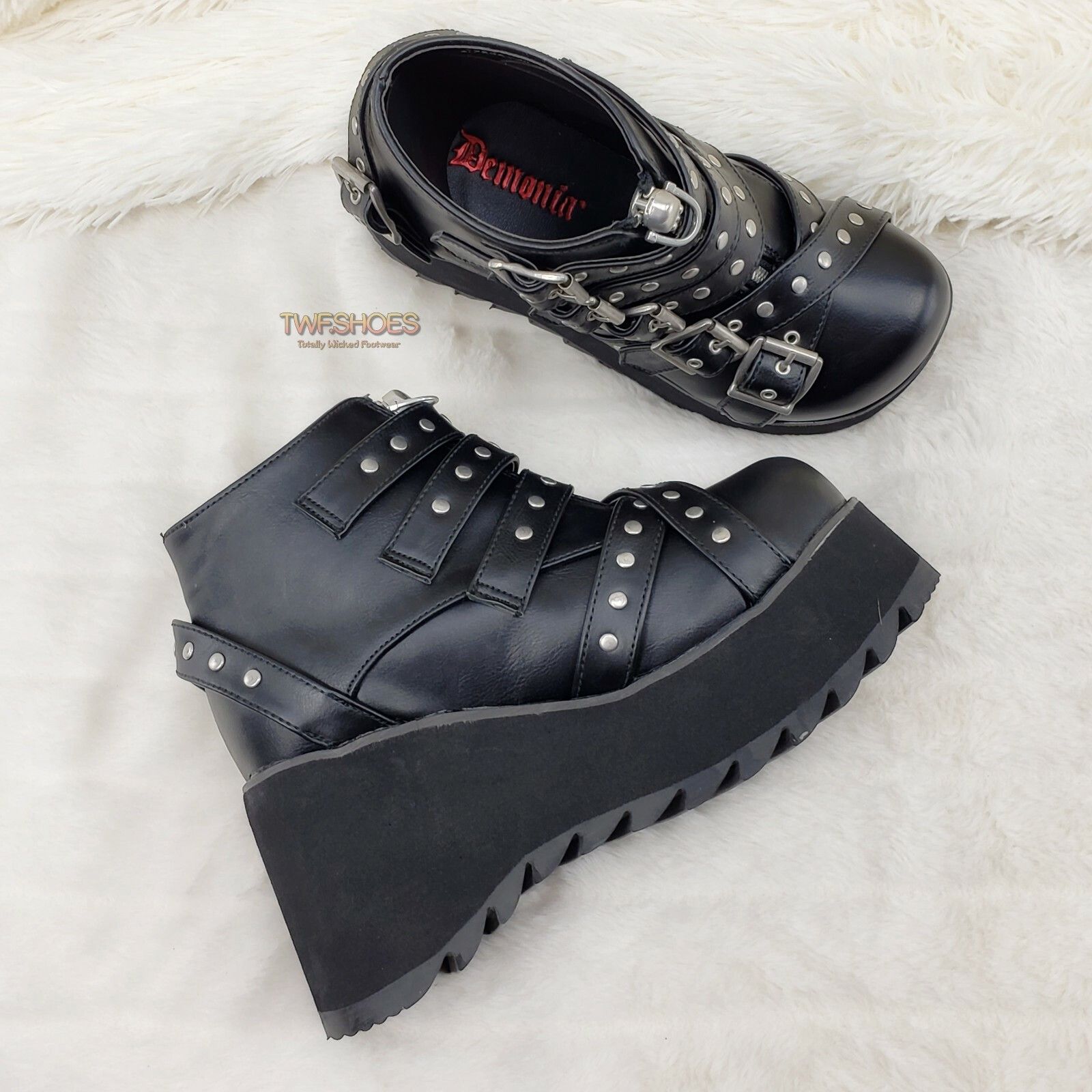 Other DEMONIA Scene 30 Black Platform Goth Punk Ankle Boots NY (U Size US 9 / IT 39 - 2 Thumbnail