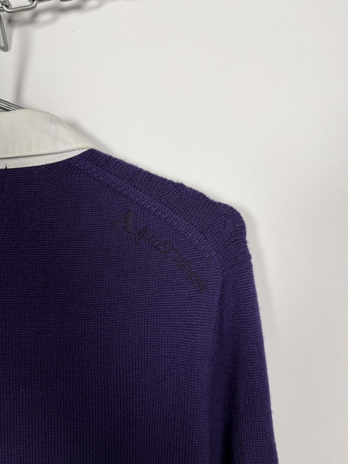 Aquascutum Aquascutum Golf Wool Sweater Cable Knit Pullover Purple Sz M Size US M / EU 48-50 / 2 - 15 Thumbnail