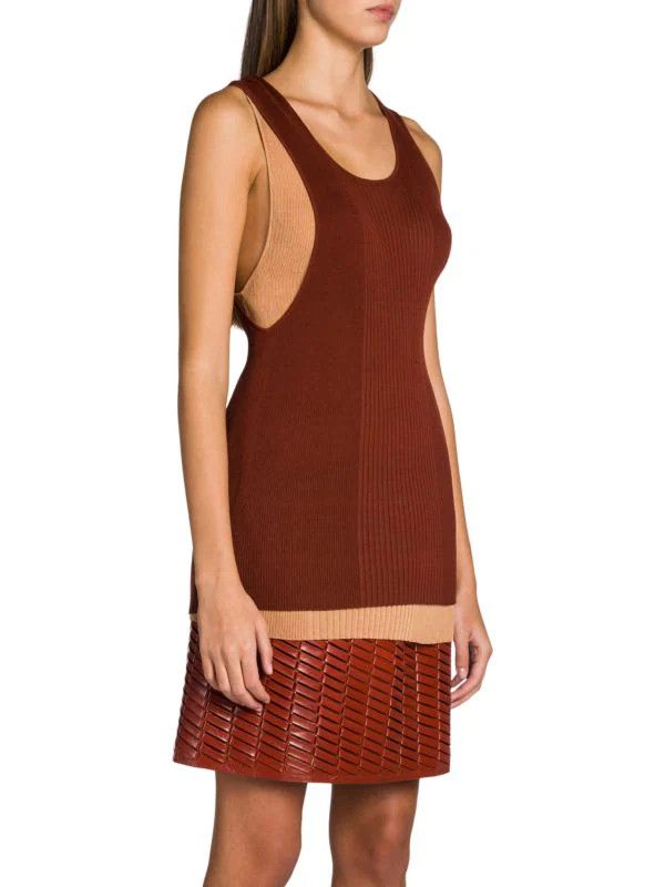 Bottega Veneta o1y0725 Tank Top in Rust/Beige Size M / US 6-8 / IT 42-44 - 3 Thumbnail