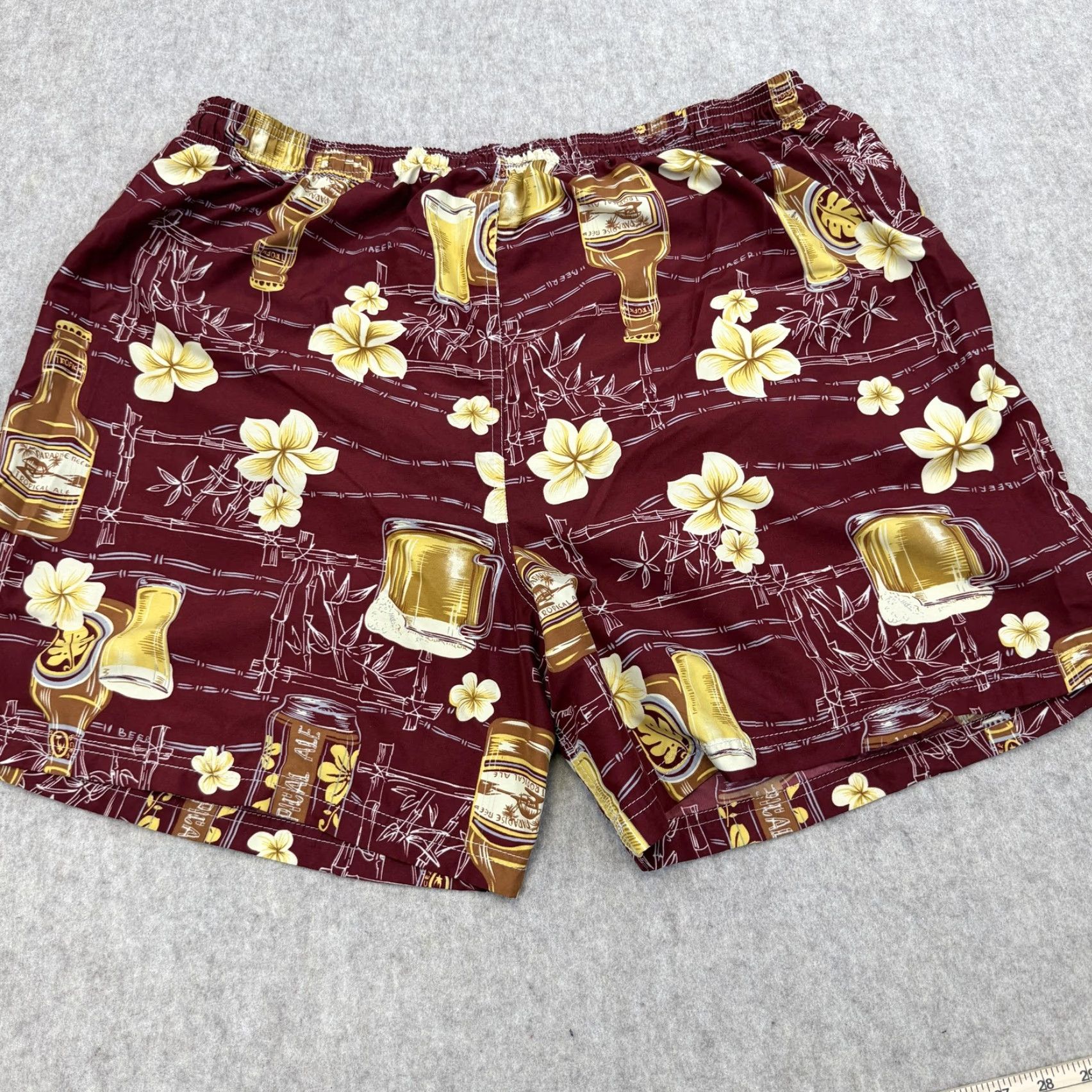 Vintage Puritan Swim Trunks Mens 2XL Red Hawaiian Tropical Beer Floral Lined Shorts Size US 39 - 8 Thumbnail