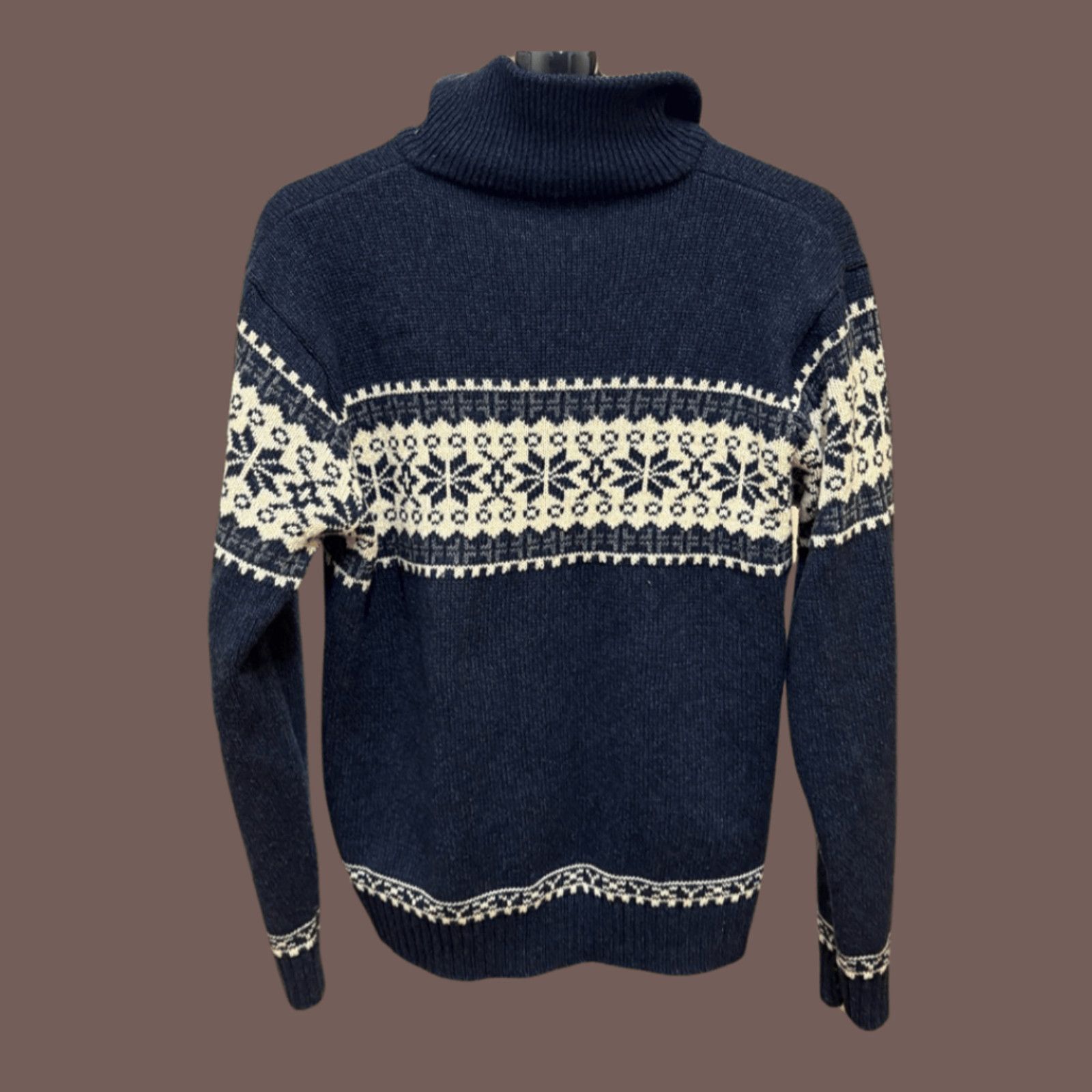 Vintage VTG Zip Sweater | Nordic Fair Isle Navy | Y2K Layering Piece Size US M / EU 48-50 / 2 - 4 Thumbnail