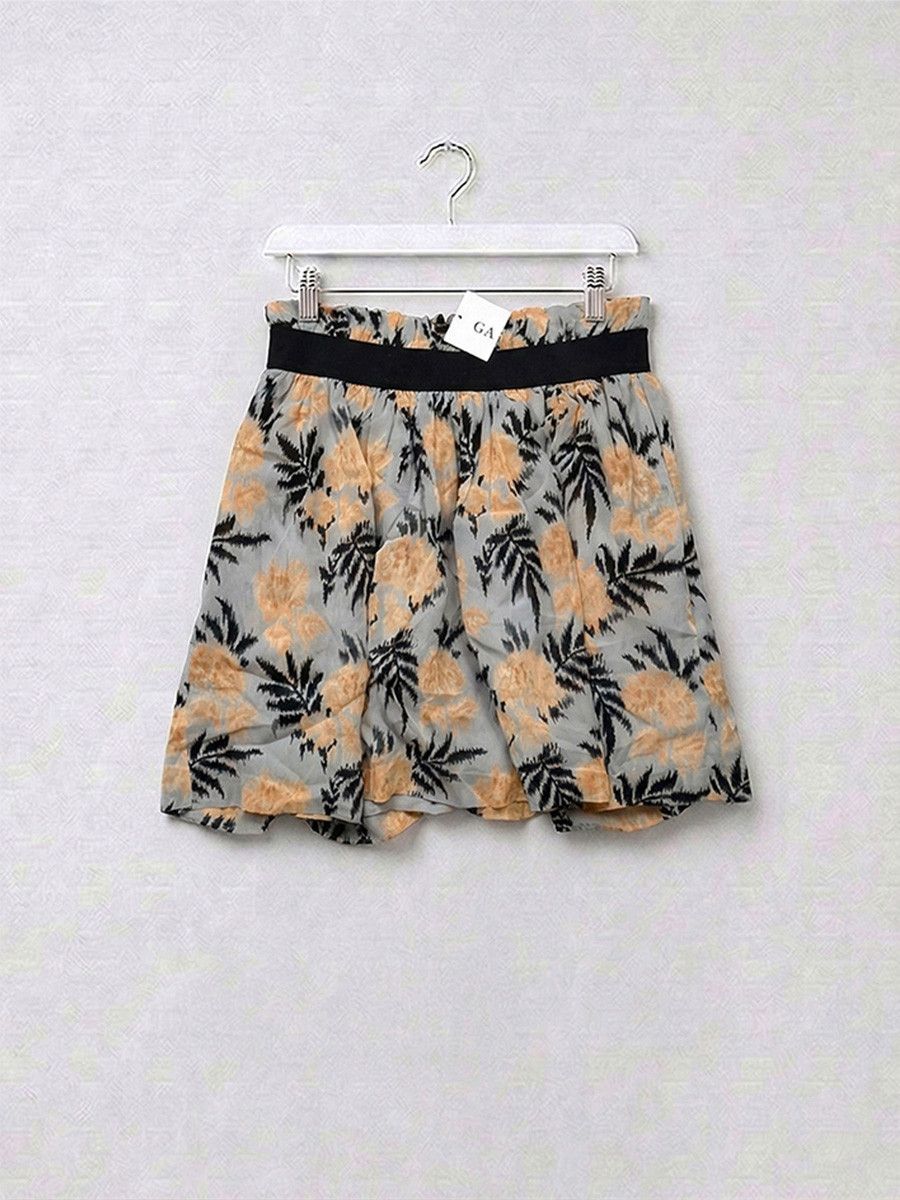 Ganni Ganni Mini Skirt with Floral Print, Blue/Yellow, Size S Size 26" / US 2 / IT 38 - 1 Thumbnail