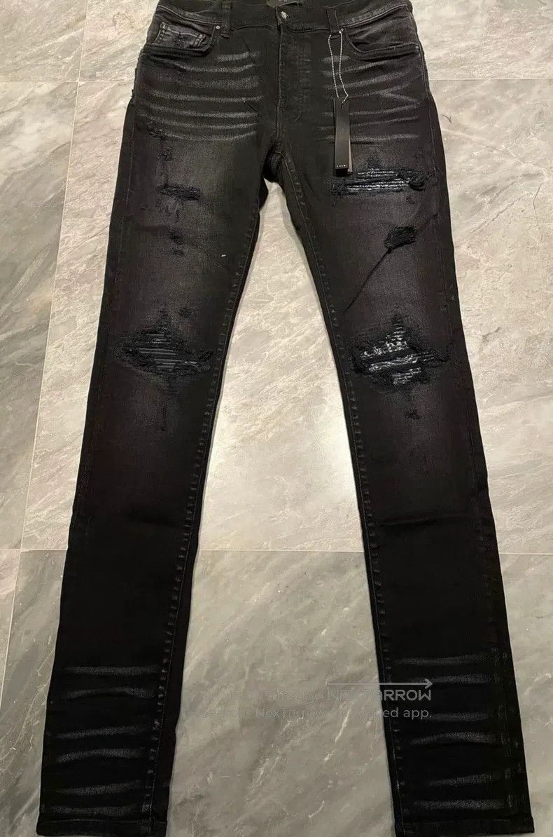 Amiri Amiri Classic Plaid Flower Patchwork Black Bull Size 31 Size US 31 - 1 Thumbnail
