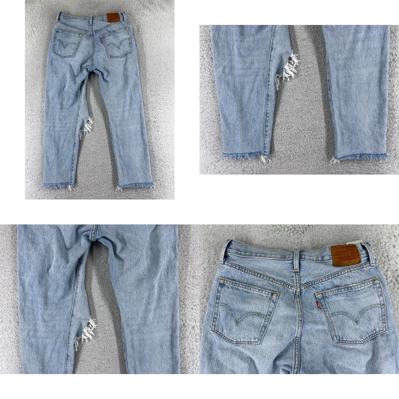 Levi's Levis Jeans Adult 28 Blue Denim 501 XX Button Fly DESTROYED Premium Straight Regular Men Size US 28 / EU 44 - 10 Thumbnail