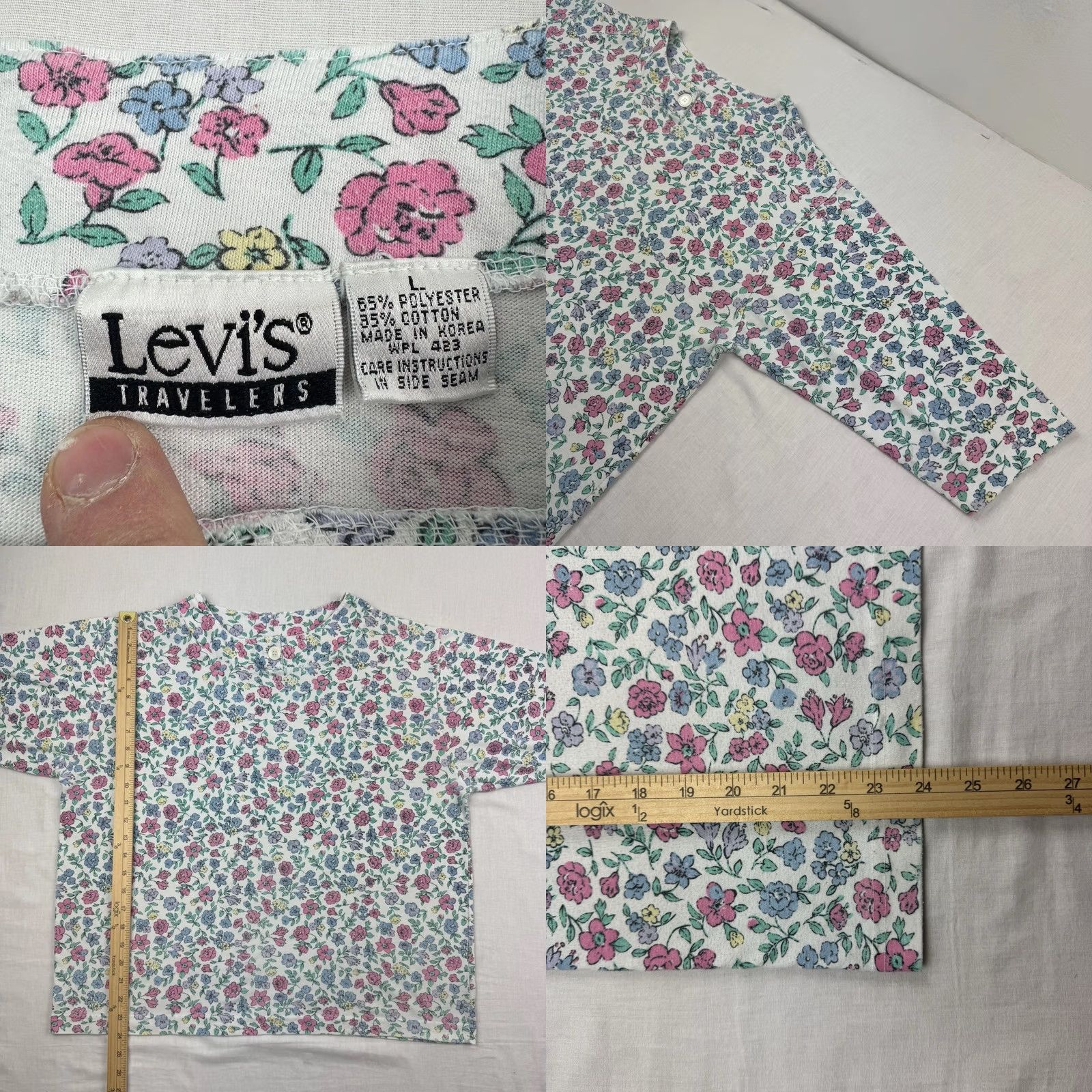 Levi's VINTAGE Levi's Travel Floral 3/4 Sleeve Shirt Womens Large White Nature 80s T-Shirt Mens? Size L / US 10 / IT 46 - 8 Thumbnail