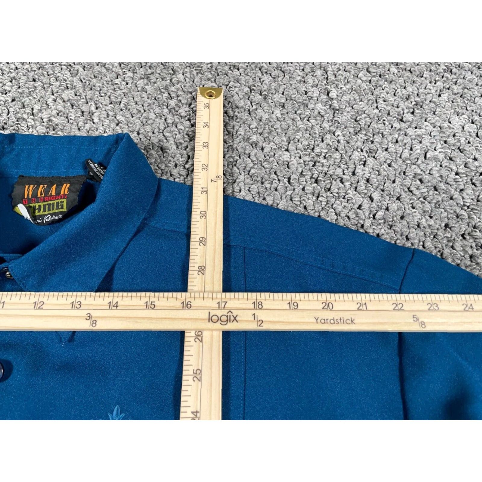 Vintage VTG Retro Shirt Adult XL Blue Embroidered Button-Front Polo Style Dad Size US XL / EU 56 / 4 - 7 Thumbnail