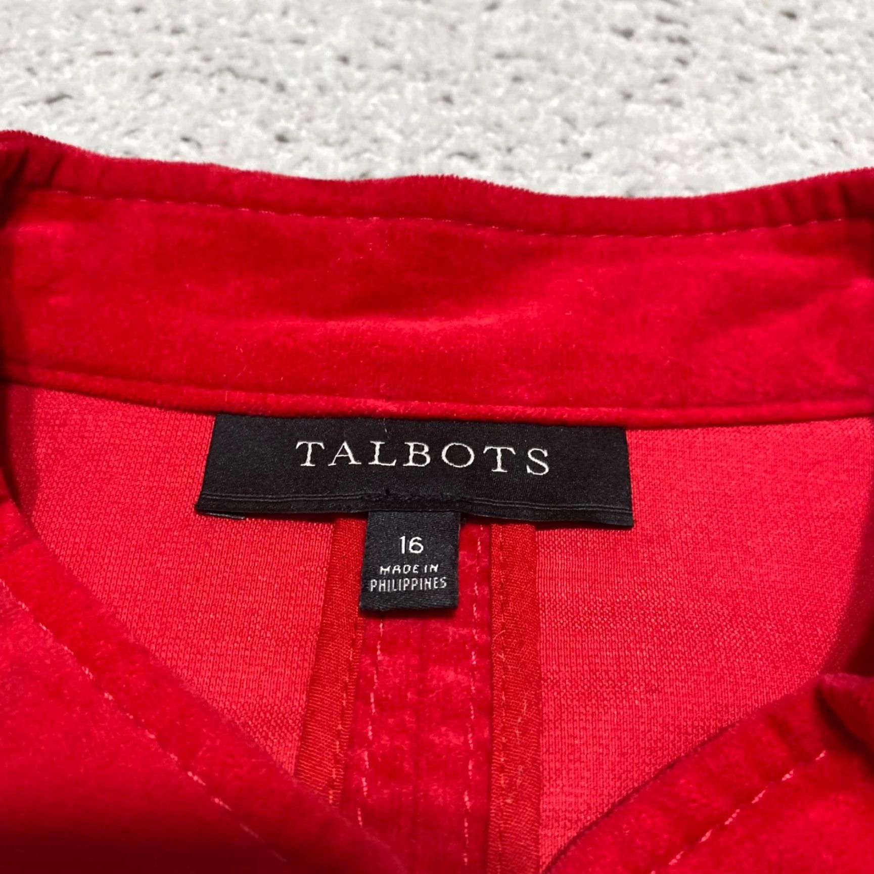 Talbots Talbots Womens Jacket Red Velvet Long Sleeve Pockets Button Up 16 Size XXL / US 16-18 / IT 52-54 - 3 Thumbnail