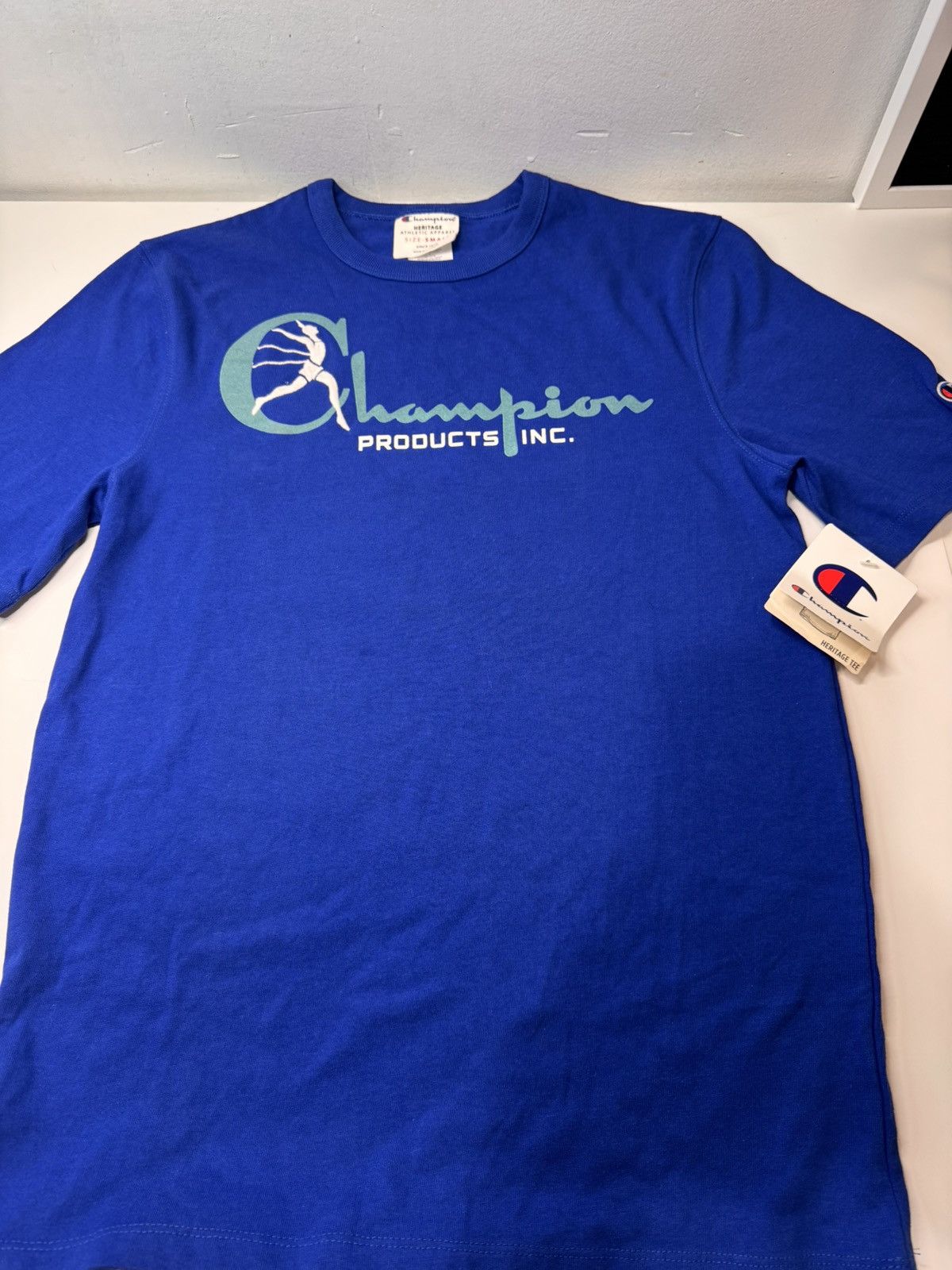 Champion Vintage Champion Logo Blue Running Man Retro Heritage Tee Size US S / EU 44-46 / 1 - 2 Thumbnail