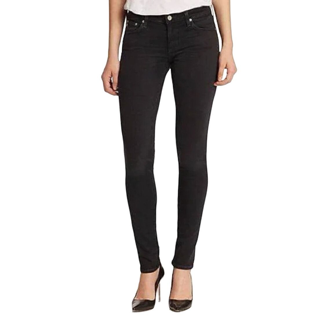 AG Adriano Goldschmied Adriano Goldschmied Skinny Black Cropped Jeans Size 25R Size 25" / US 0 / IT 36 - 1 Thumbnail