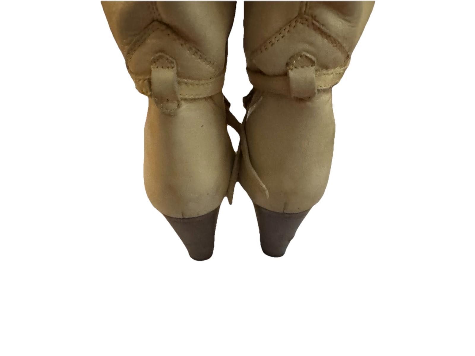 Unknown London Tan Knee-High Leather Boots with Lace-Up Detail Size US 7.5 / IT 37.5 - 8 Thumbnail