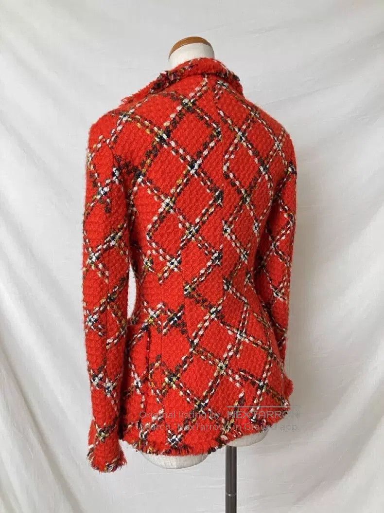 Junya Watanabe Junya Watanabe Red Plaid Deep V-Neck Tailored Blazer Size M / US 6-8 / IT 42-44 - 4 Thumbnail