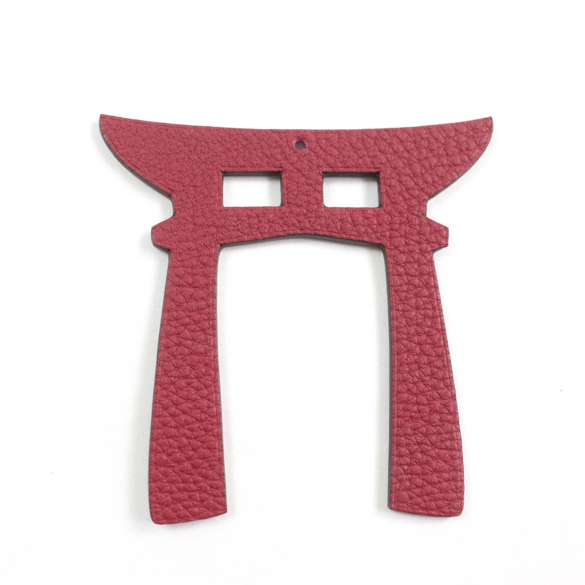 Hermes HERMES Petit H Anemone Rouge Granada Torii Epsom Leather Bag Charm (Boxed) for Women Size ONE SIZE - 1 Thumbnail