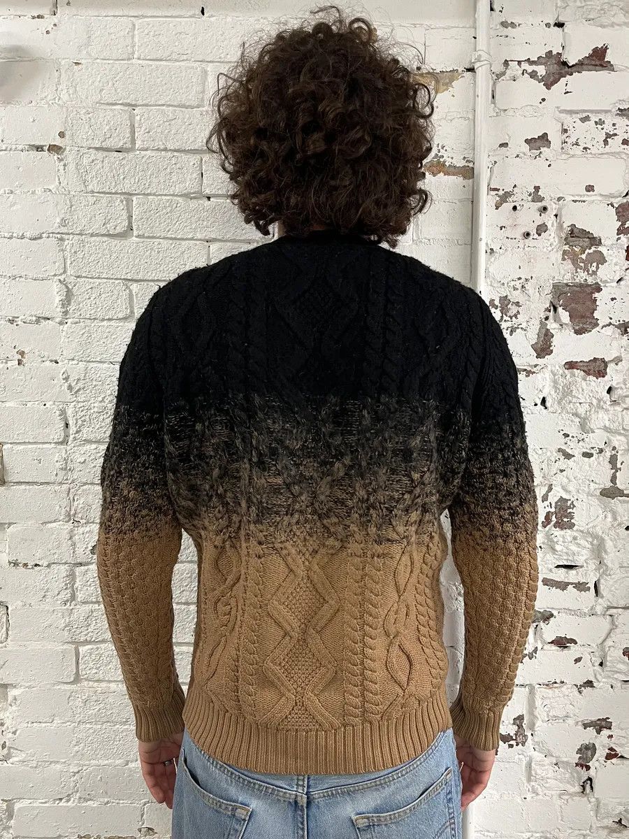 Dsquared2 AW2012 Dsquared2 Gradient Cable Knit Black & Beige Wool Sweater Size US M / EU 48-50 / 2 - 3 Thumbnail
