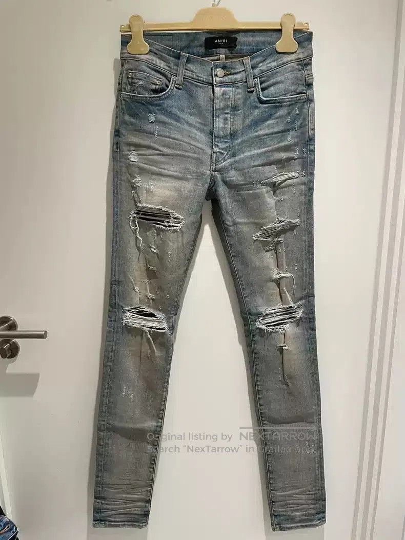 Amiri Amiri ripped jeans in yellow wash. Size US 29 - 1 Thumbnail