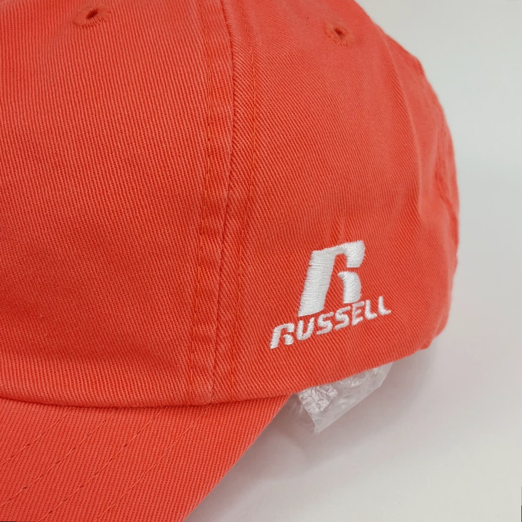 Russell Athletic VINTAGE Russell Athletic Orange Peach Adjustable Hat Baseball Cap Men Twill Cotton Embroidered Breathable Lightweight 90s University Sports Solid Cap Size ONE SIZE - 3 Thumbnail