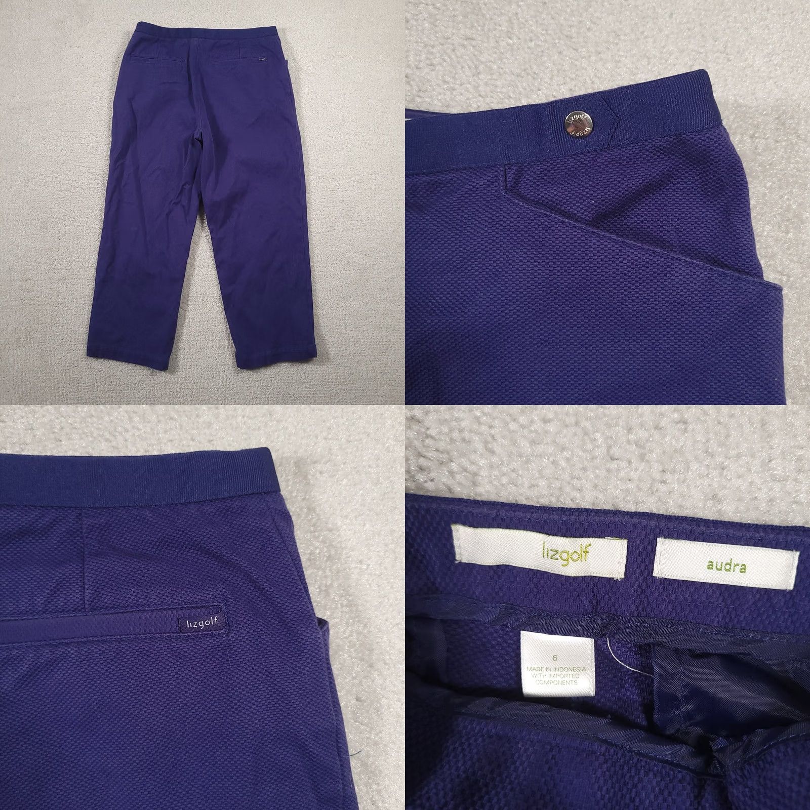 Vintage Lizgolf Pants Womens 6 Purple Audra Cotton Blend Golf Golfer Pants Regular Purple Plaid Belted Pockets 24in Inseam Size 28" / US 6 / IT 42 - 8 Thumbnail