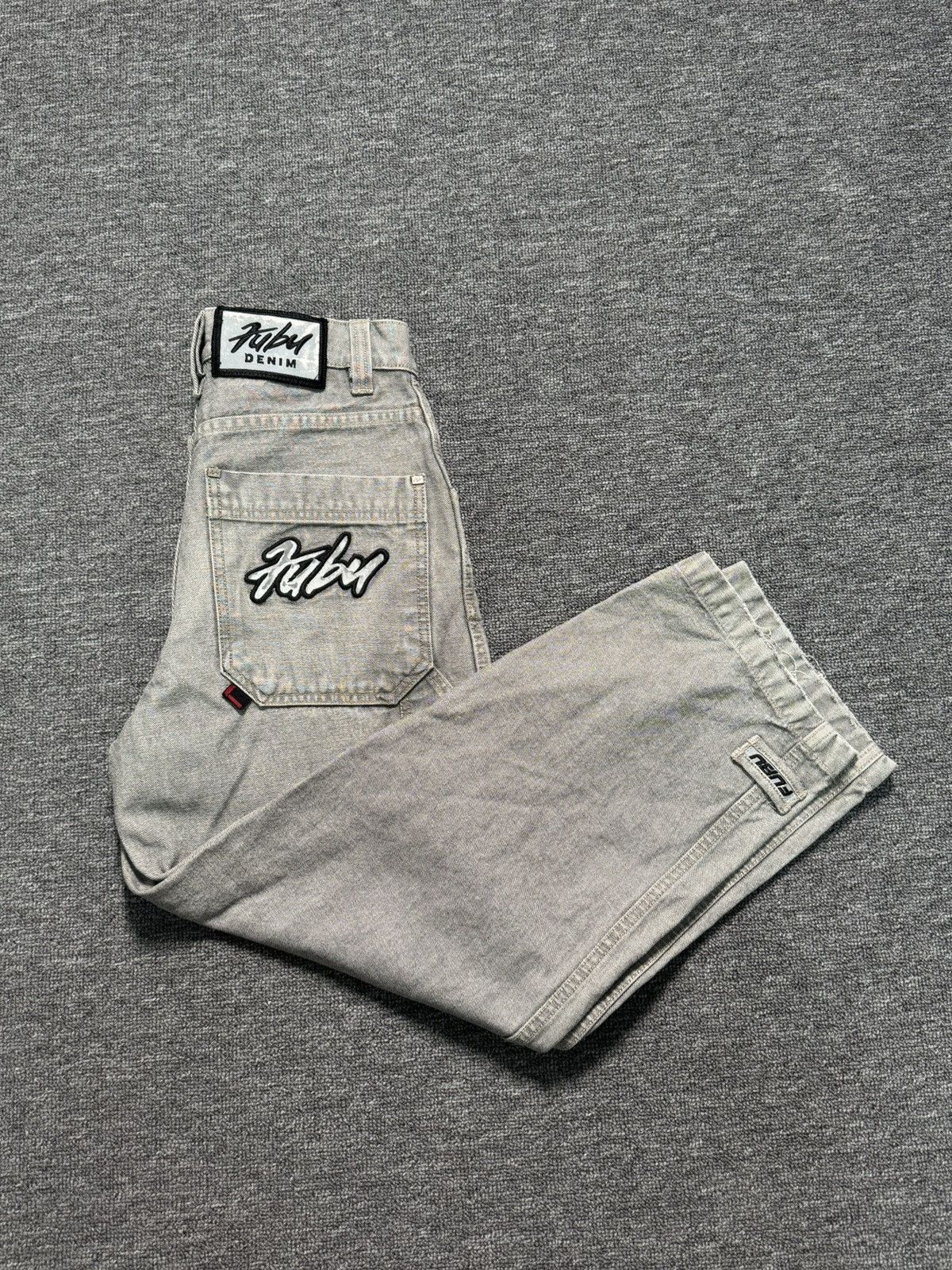 Fubu FUBU Girls Size 14 26x26 Gray Carpenter Cargo Jeans Y2K Size 26" / US 2 / IT 38 - 3 Thumbnail