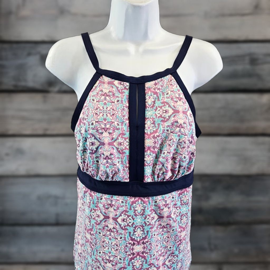 Lands' End Lands End Tankini Womens Sz 8 D Purple Blue Printed Size ONE SIZE - 1 Thumbnail