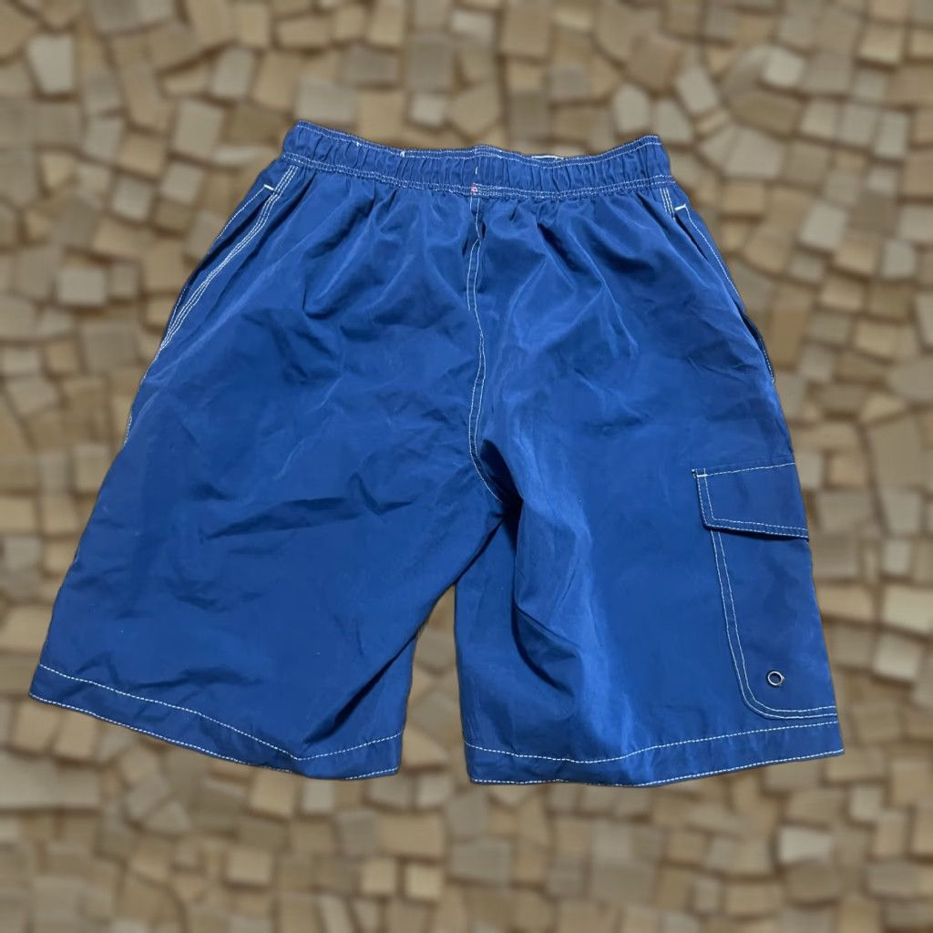 Vintage St. John's Bay Shorts Men's Medium Blue Swim Trunks Tie Waist, Bottom, Regular, Solid, M, Blue, Modern, Swim Bottom Style Trunks, St. John's Bay, Mens Size US 31 - 1 Thumbnail