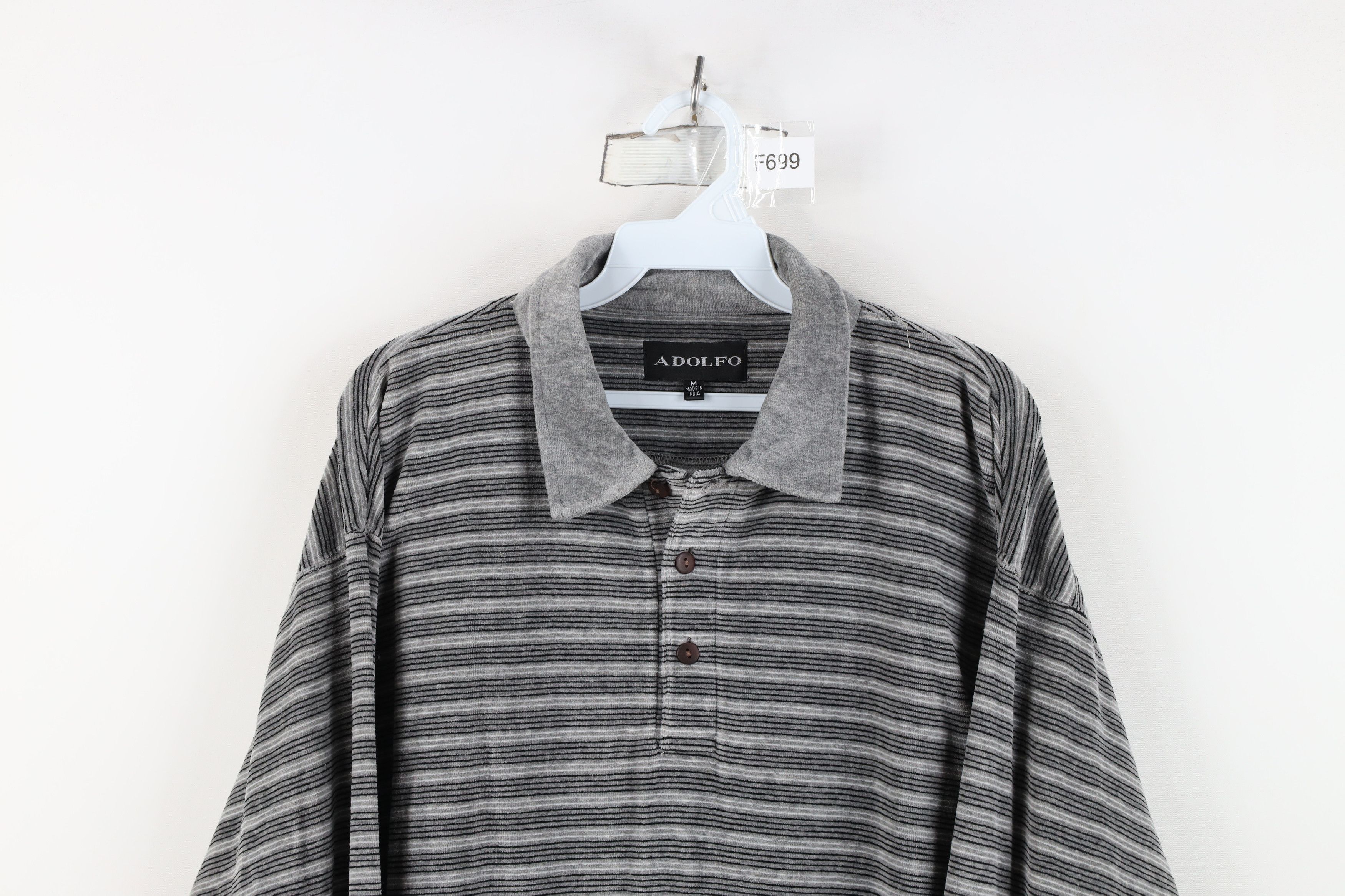 Vintage Vintage 90s Streetwear Velour Striped Long Sleeve Rugby Polo Size US M / EU 48-50 / 2 - 2 Thumbnail