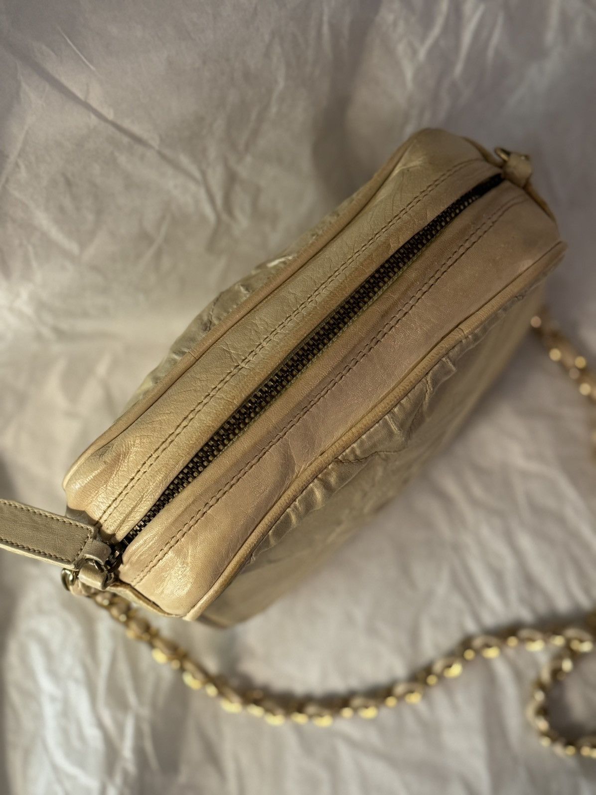 Chanel Vintage Chanel Crossbody Beige Stitched Leather Satin Bag Size ONE SIZE - 11 Thumbnail