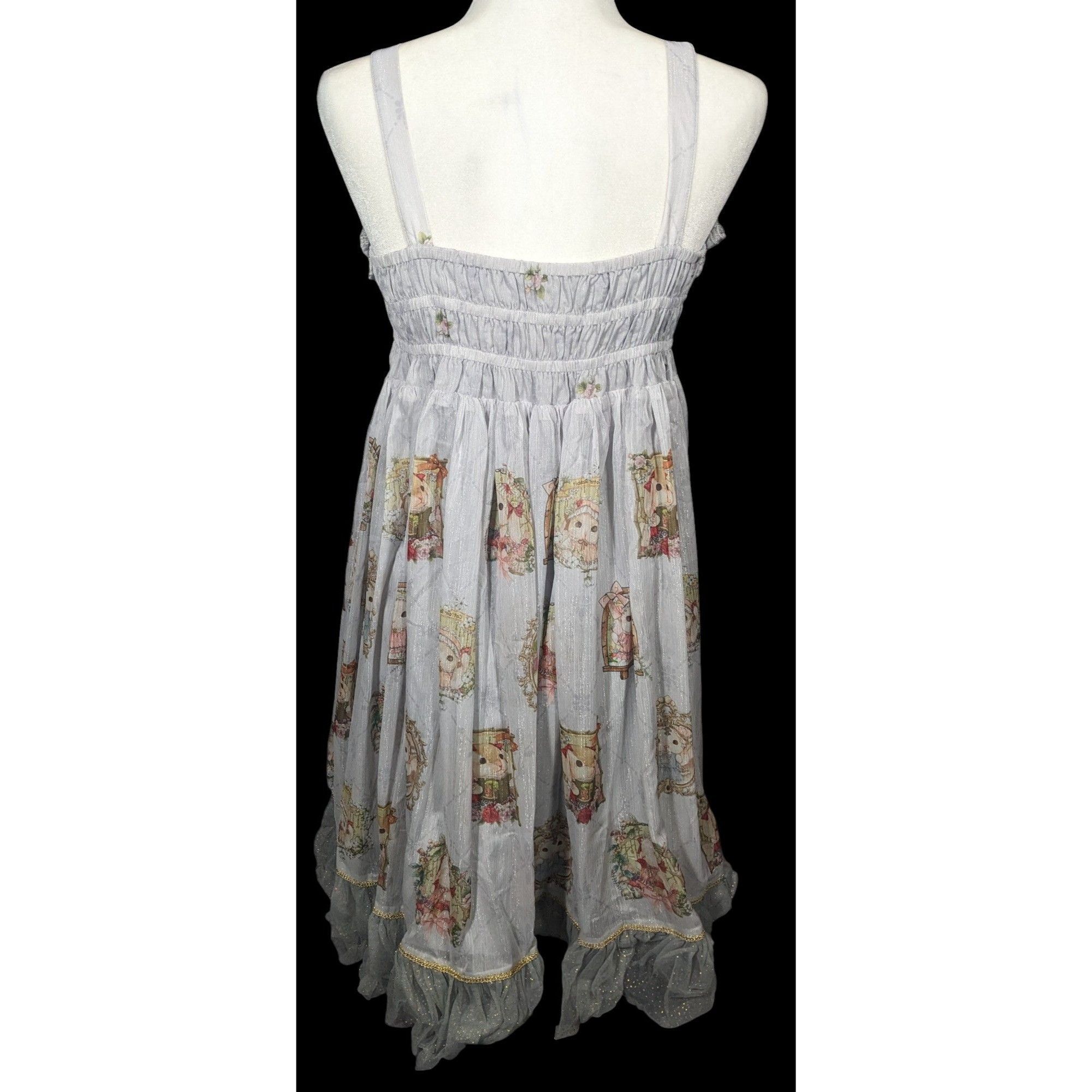 Other Vintage Whimsical Fantasy Cotton Rabbit Lolita Dress Size L / US 10 / IT 46 - 2 Thumbnail