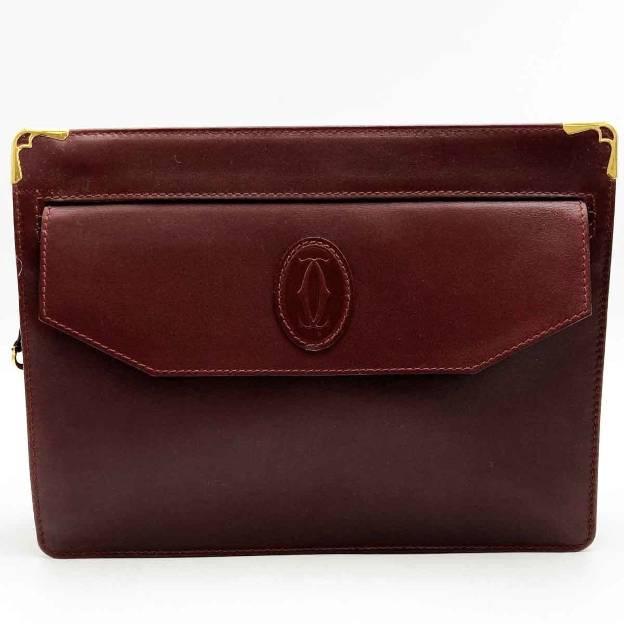 image of Cartier Mustline Clutch Bag Second Pouch Bordeaux Leather Ladies Fashion It83M6Ea80Uy, Women's
