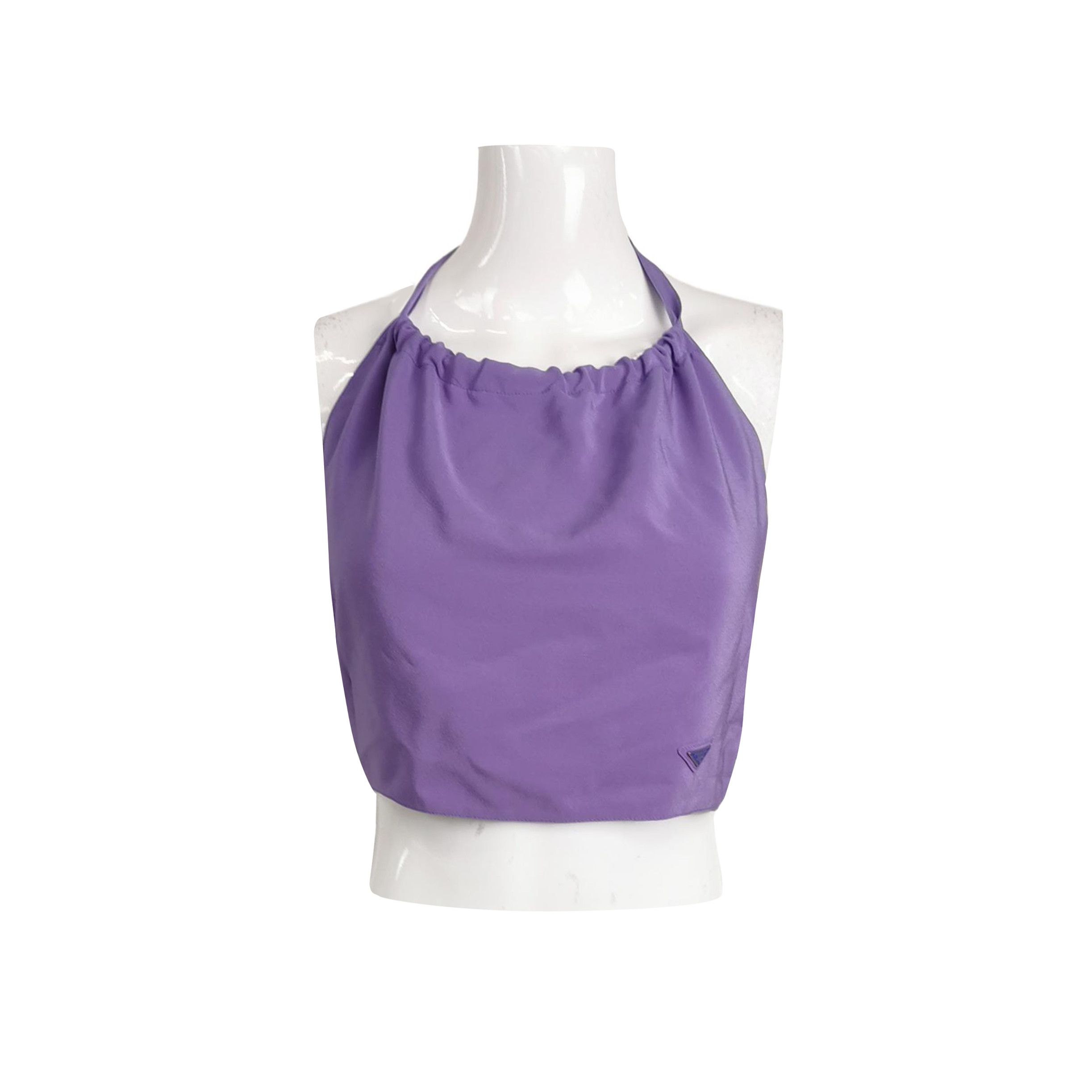 Prada Prada Solid Color Silk Top with Triangle Logo 0089 Size M / US 6-8 / IT 42-44 - 1 Thumbnail