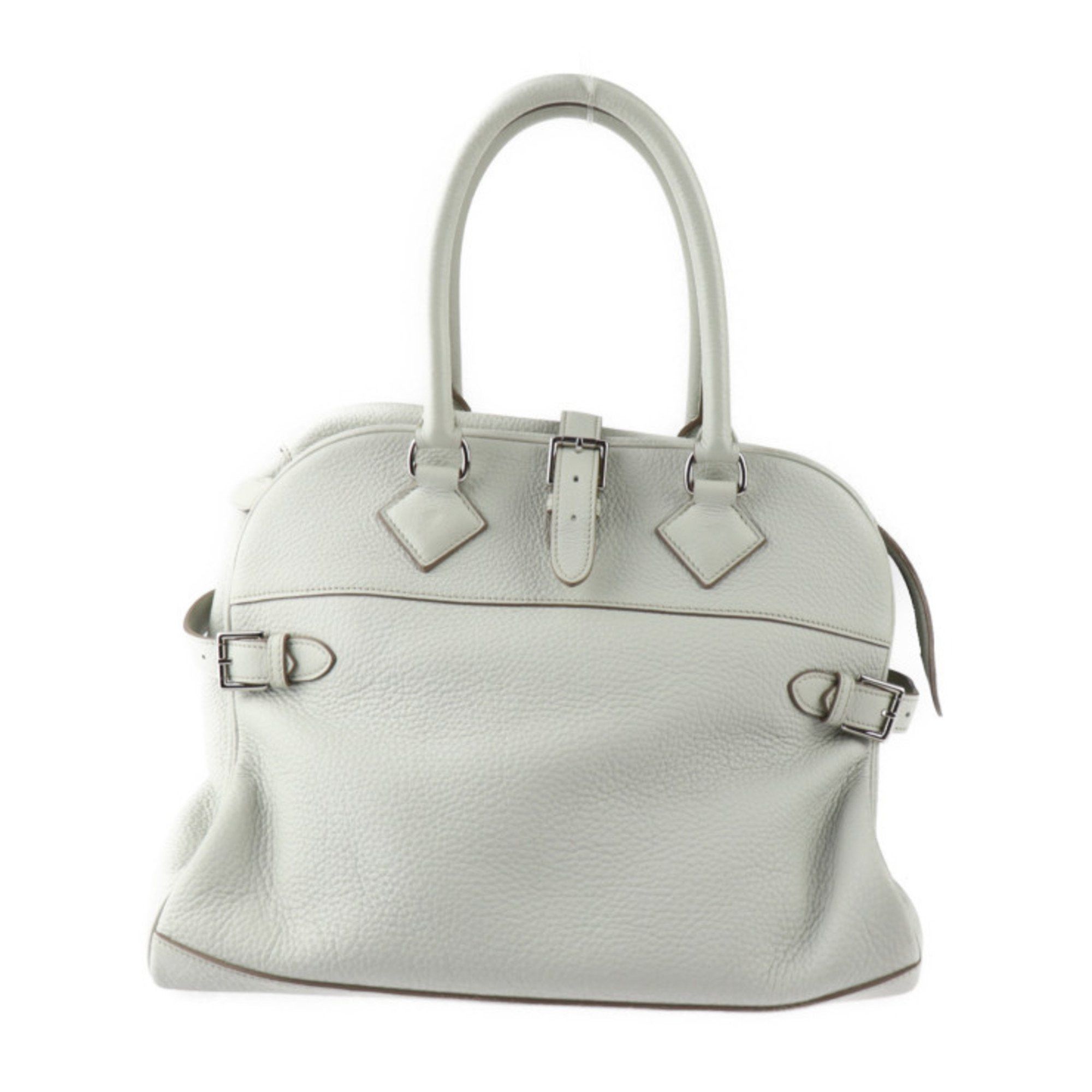 image of Hermes Atlas 35 Handbag Taurillon Clemence Pearl Gray Silver Hardware □O Stamp, Women's