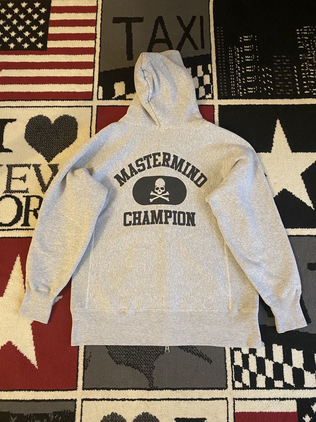 image of Mastermind X Champion Zip Up Hoodie in Grey, Men's (Size Medium)