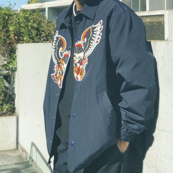 Facetasm FACETASM Black Raglan Varsity Bomber Coach Jacket Size US M / EU 48-50 / 2 - 9 Thumbnail