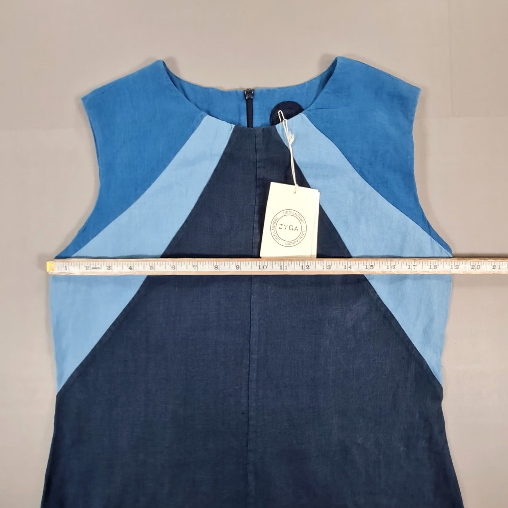 Vintage Holiday Dress Blue Knee Length 100% Linen Sleeveless V-Neck Casual Women L Summer Beach Shift Mens Girls Size L / US 10 / IT 46 - 5 Thumbnail