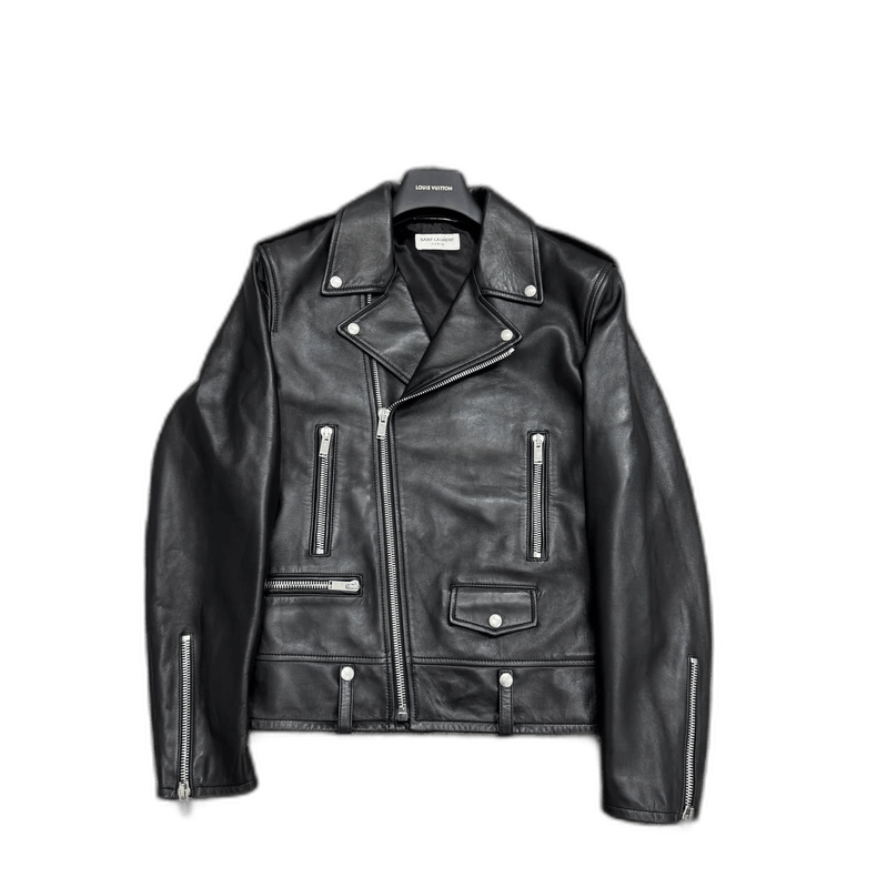 Saint Laurent Paris SLP Black Leather Biker Jacket Size US L / EU 52-54 / 3 - 1 Thumbnail