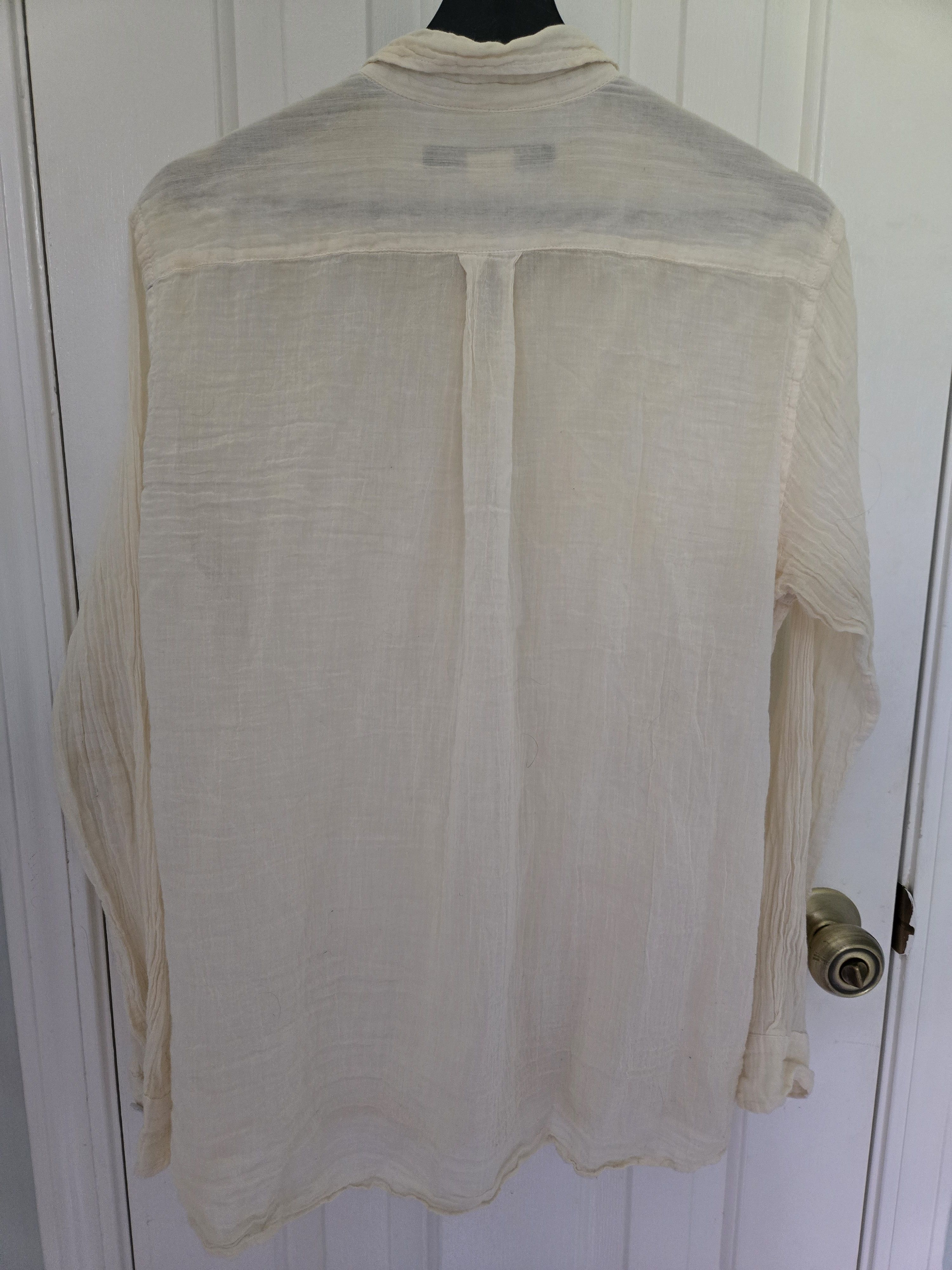 Paul Harnden Shoemakers Paul Harnden Cream Wrinkled Cotton Shirt Size US L / EU 52-54 / 3 - 8 Thumbnail