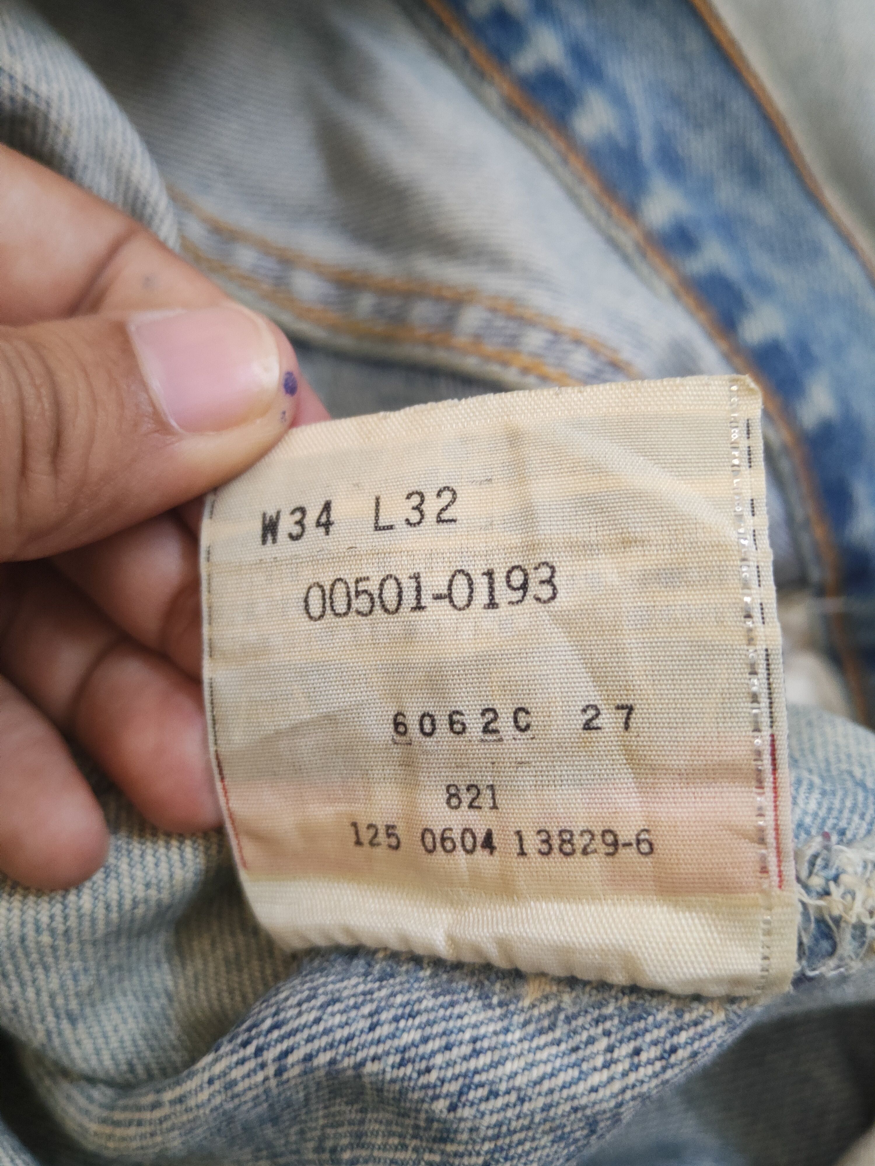 Levi's 501 Levis vintage Blue Distressed Ripped denim Jeans #W1619 Size US 34 / EU 50 - 17 Thumbnail