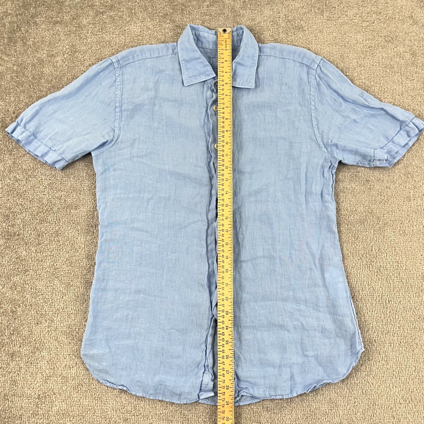 120% Lino VINTAGE 120% Lino Shirt Men Medium Blue Linen Button Up Casual Summer Preppy Size US M / EU 48-50 / 2 - 5 Thumbnail